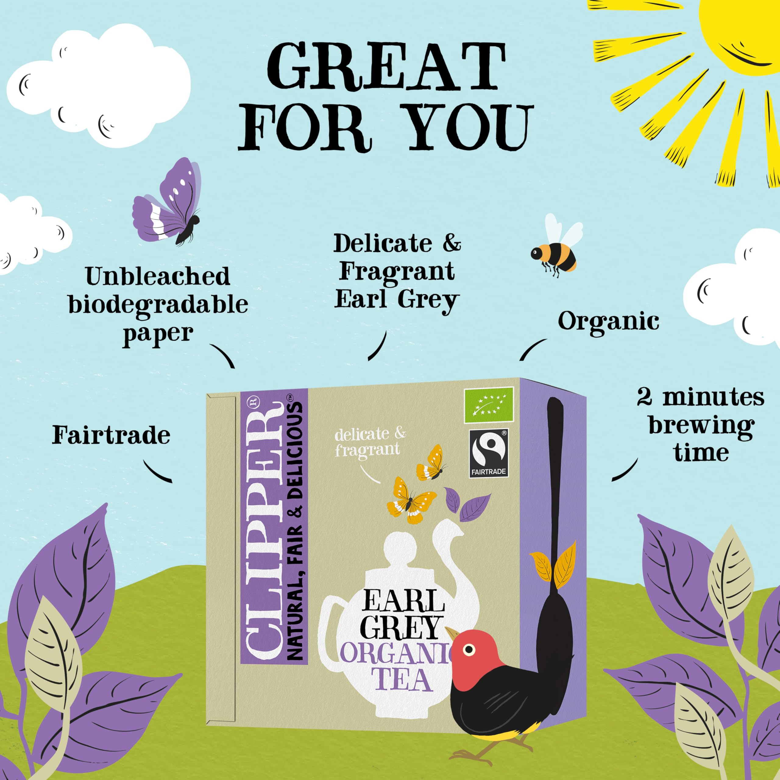 Clipper Natural, Fair & Delicious Organic Earl Grey Tea Bags - 50 Count String & Tag 2
