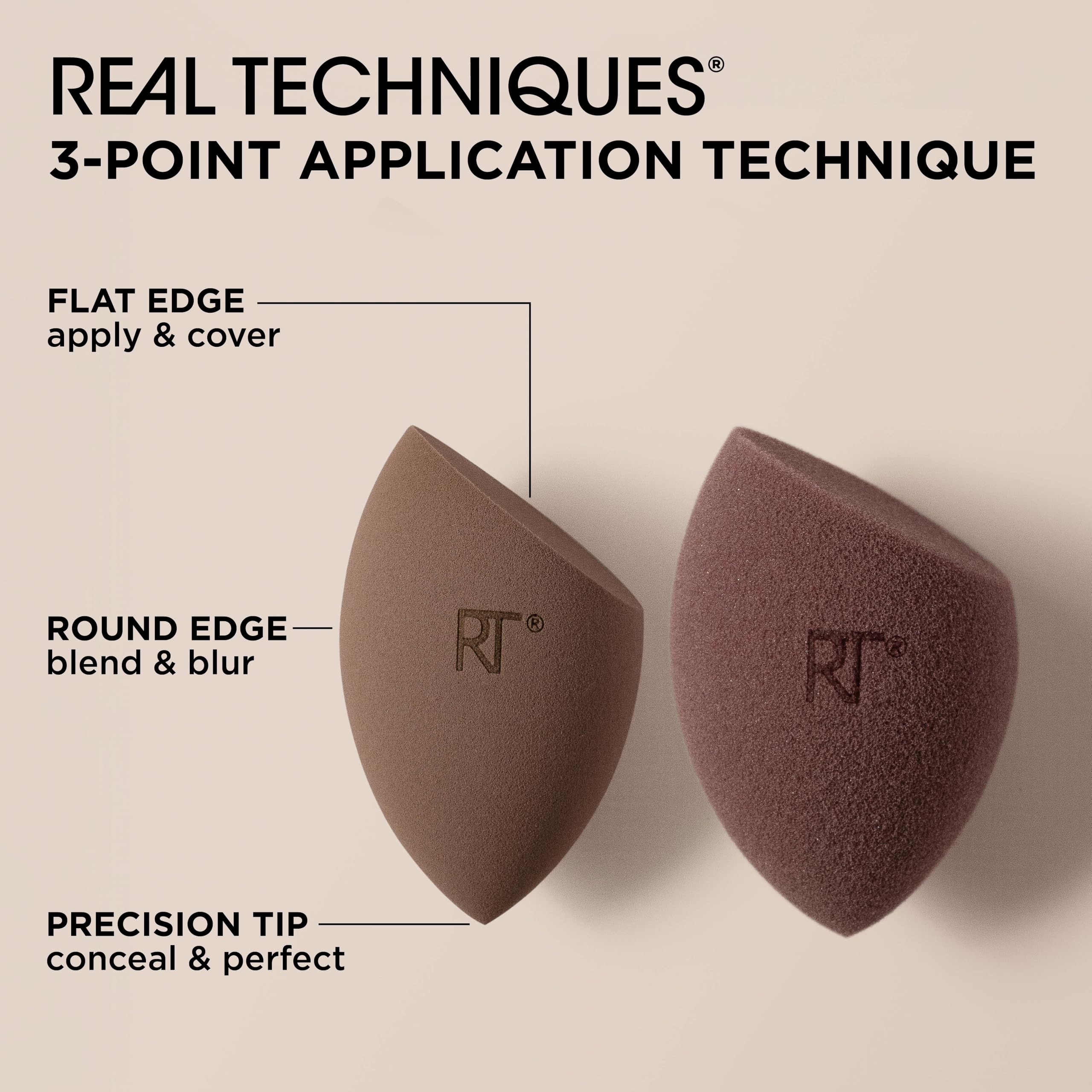 REAL TECHNIQUES New Nudes 2.0 Bare Finish Sponge Duo - Latex-Free Foam | Multicolor 6