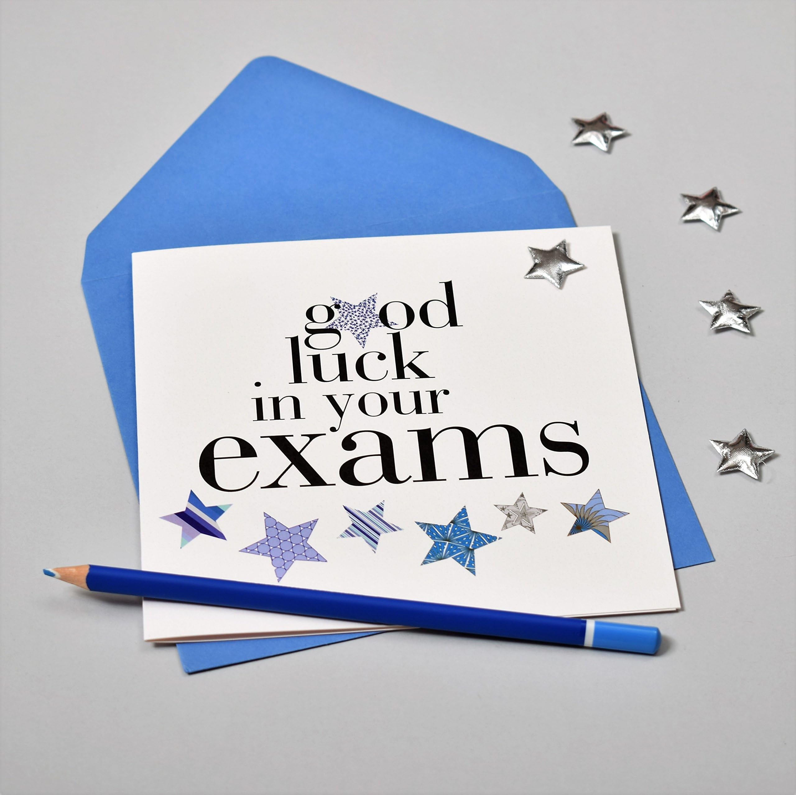 Claire Giles Greeting Cards - Good Luck in Exams Card | Padded Silver Star Embellishment | 150x150mm 4