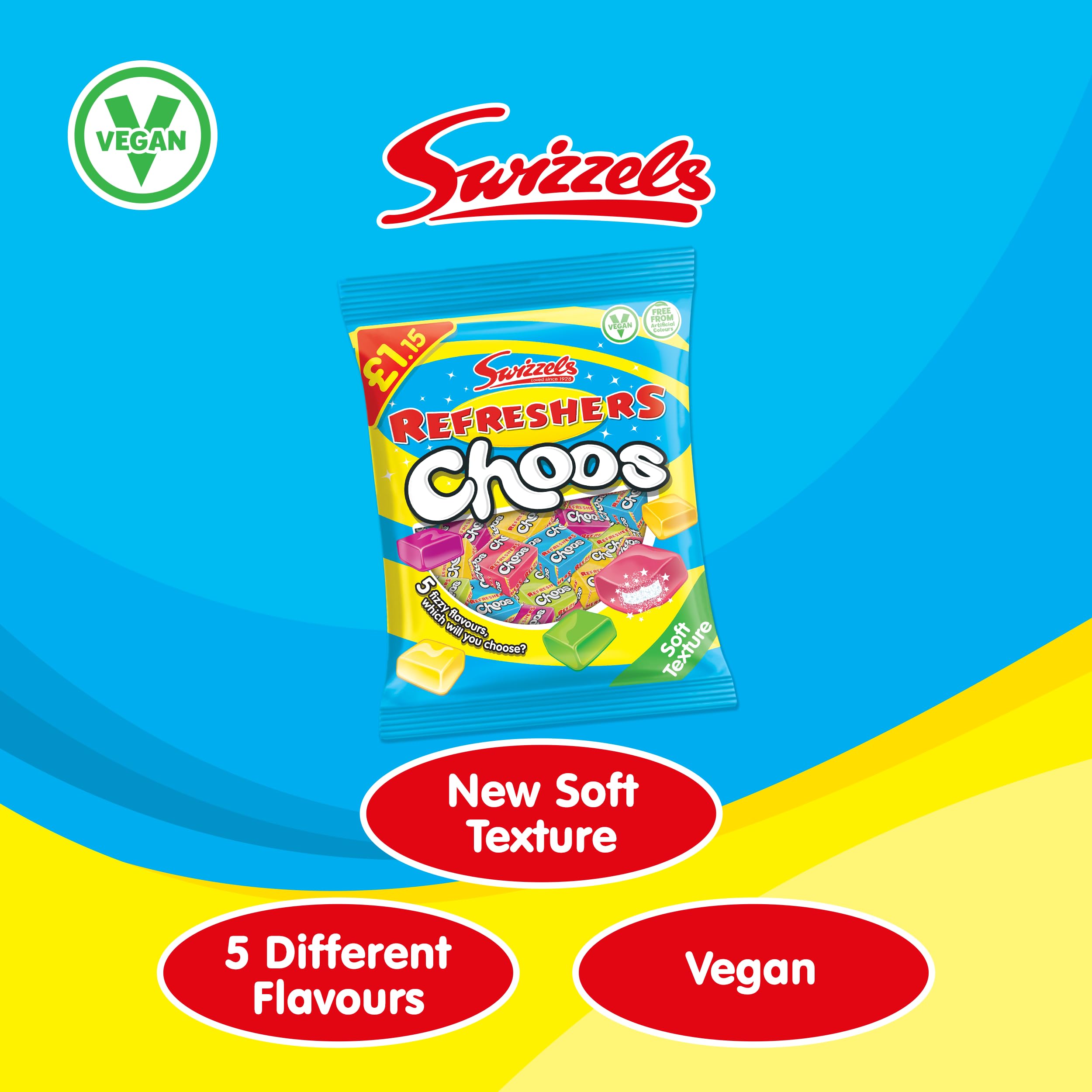Swizzels Refreshers Choos (115g) - Fruity Fizzy Chewy Sweets Assortment 5