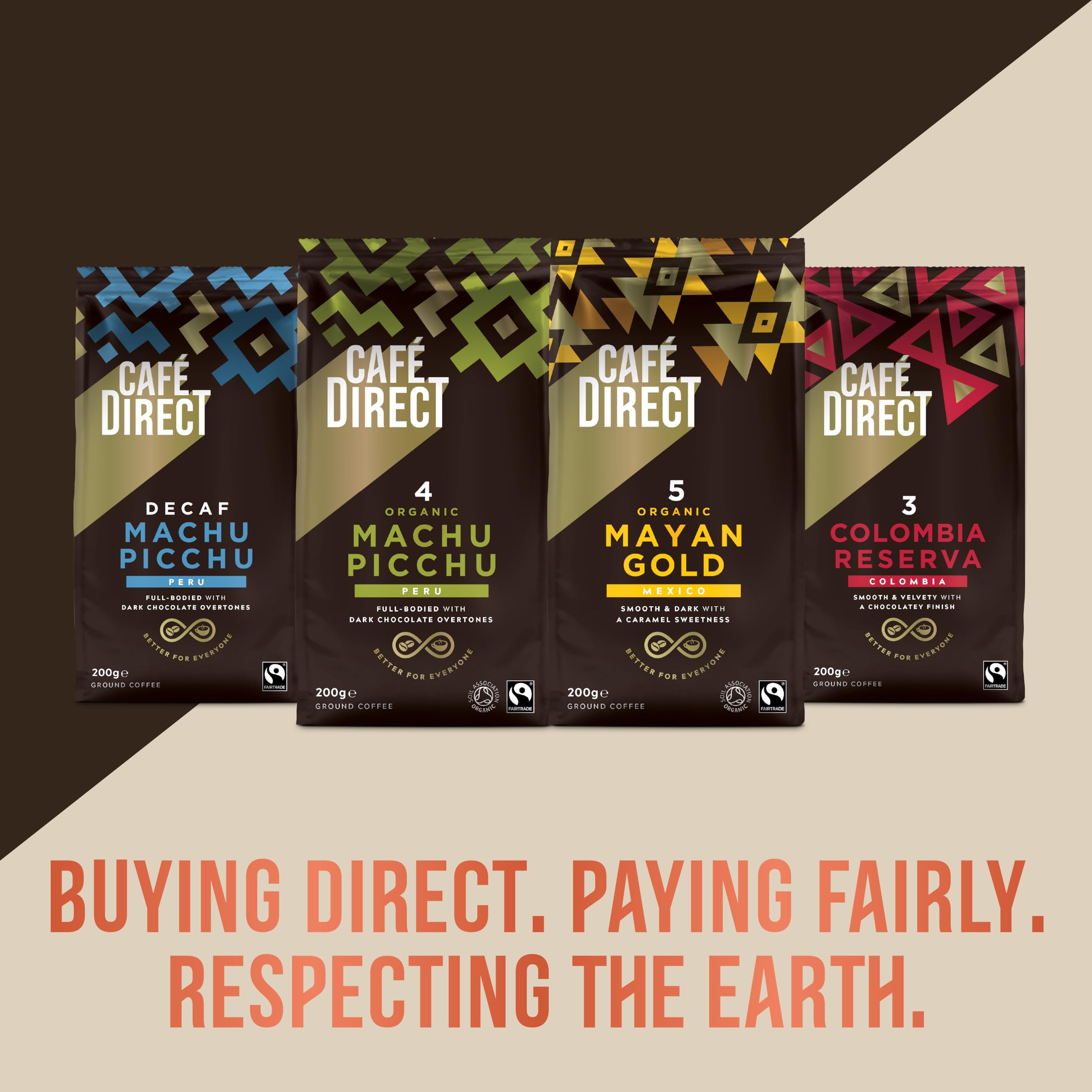 Café Direct Mayan Gold Organic Whole Coffee Beans - Dark Roast, Caramel Notes | 200g Pack of 6 4