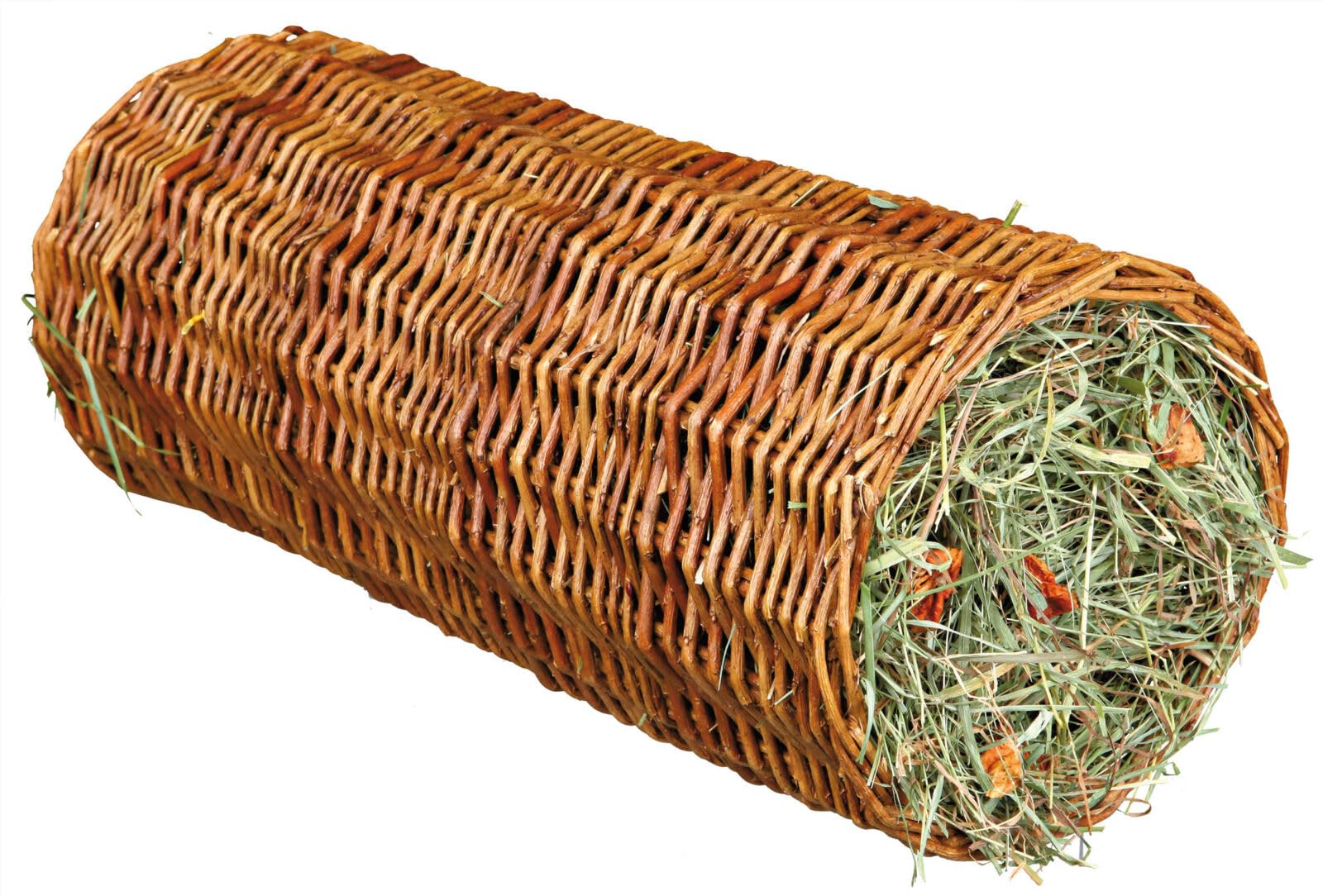 TRIXIE Wicker Tunnel for Guinea Pigs and Rats - 15 × 33 cm | Includes Hay & Carrots