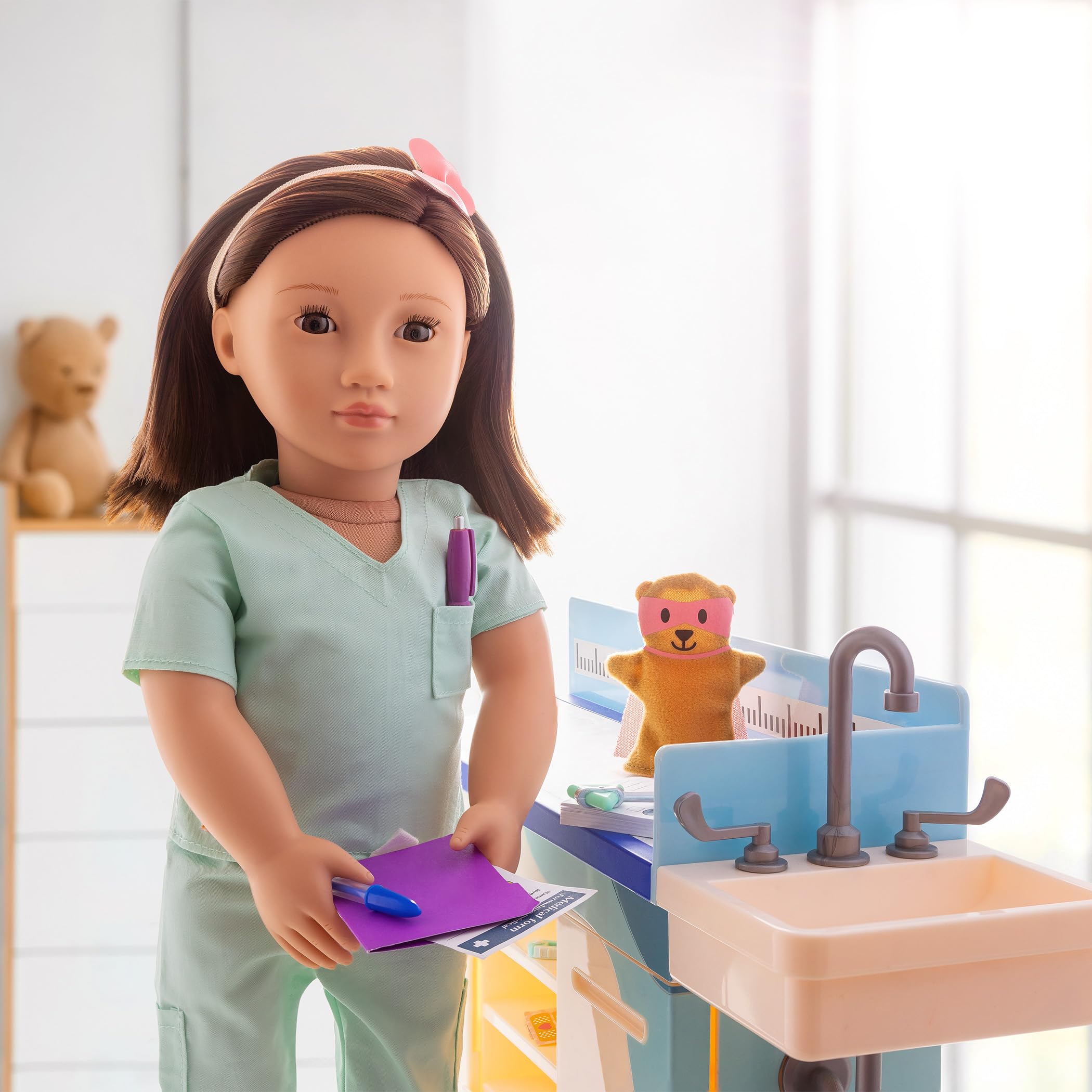 Our Generation Sweet Surgeon Scrubs Outfit - Doctor Accessories for 18-Inch Dolls | Green 2