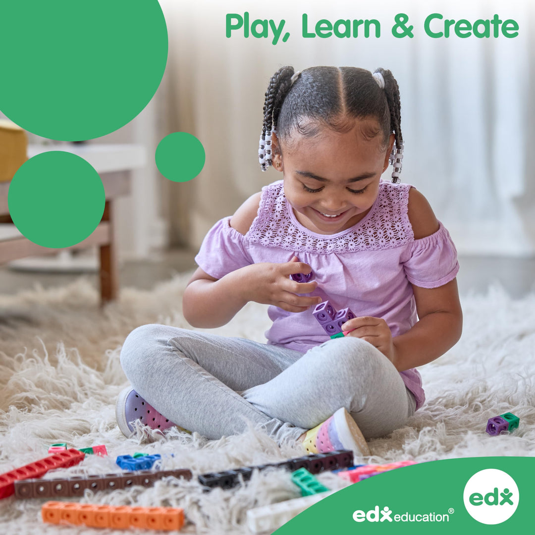 EDX Education Math Cubes - 100-Piece Linking Cube Set for Early Learning