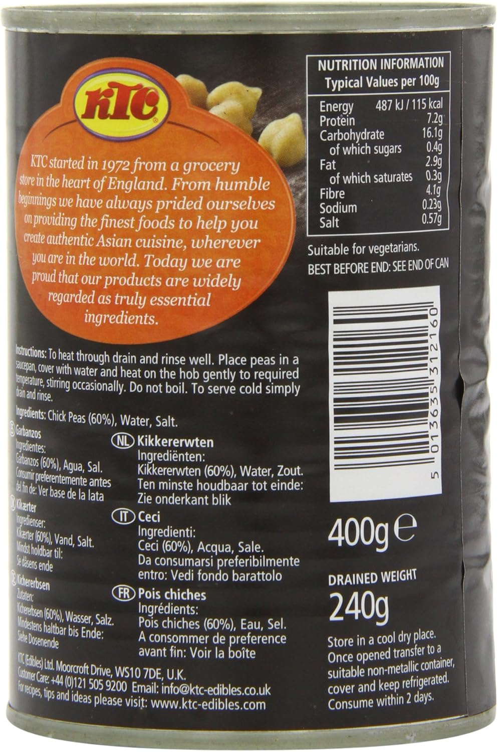 KTC - Chick Peas in Salted Water 400g