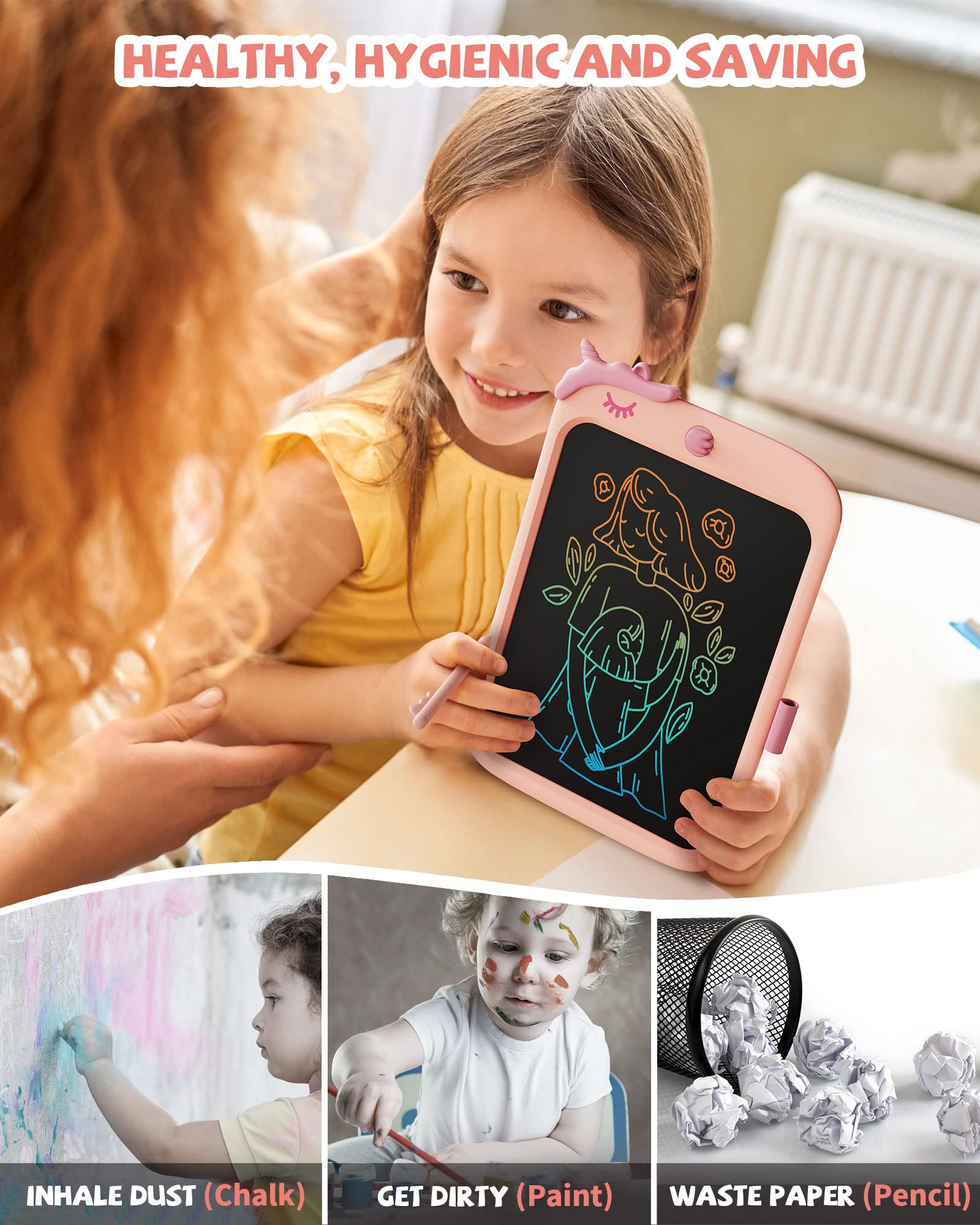 Kikapabi 10 Inch LCD Writing Tablet Drawing Pad with Lock Function - Pink 5