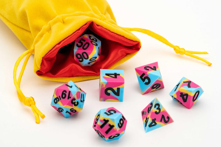 FanRoll Pansexual Pride Sharp Edge Silicone Rubber Polyhedral Dice Set (FAN7507)