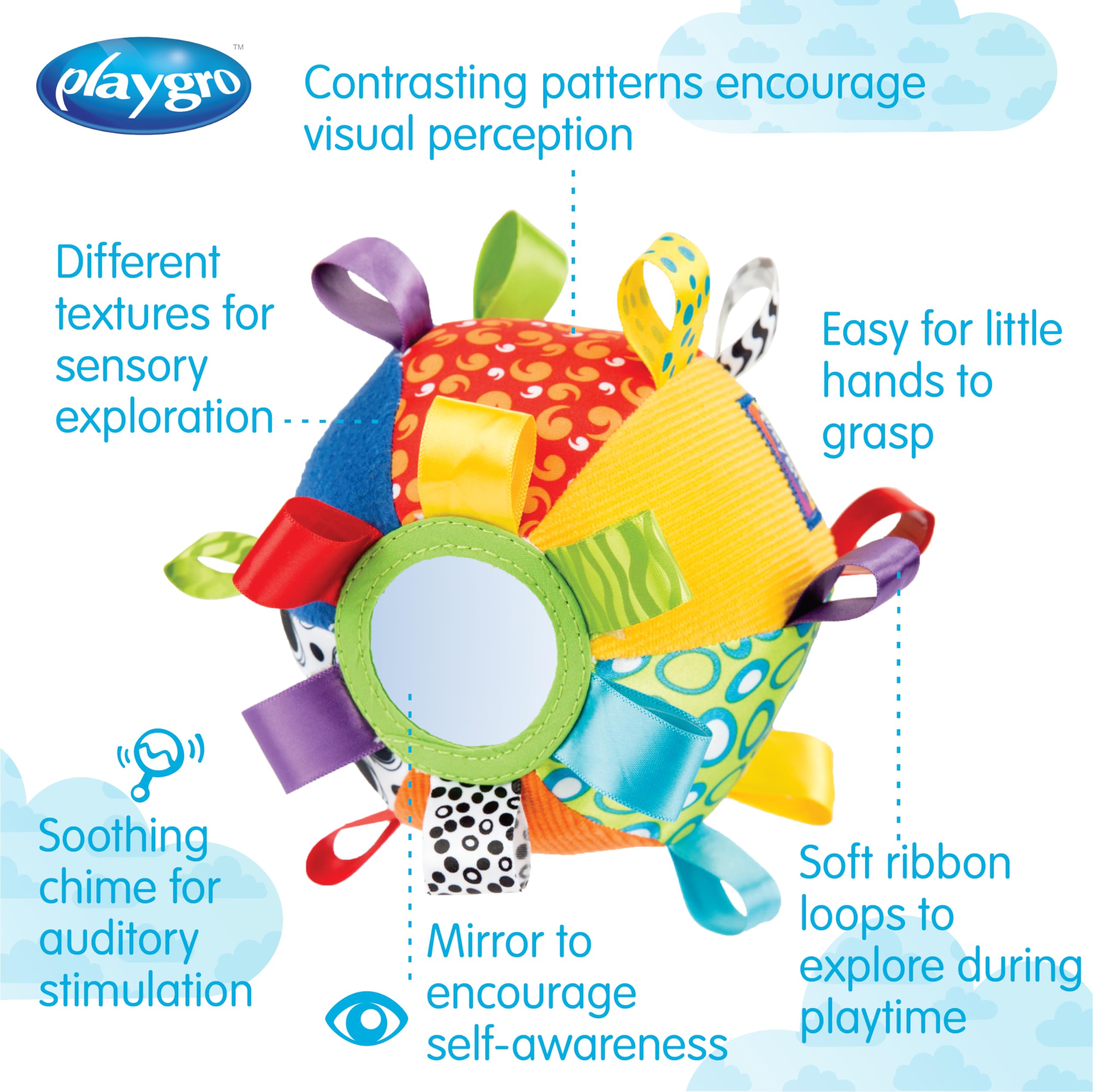 Playgro Kick & Play Loopy Loops Ball - Sensory Development Toy for Babies | Multicolour 2
