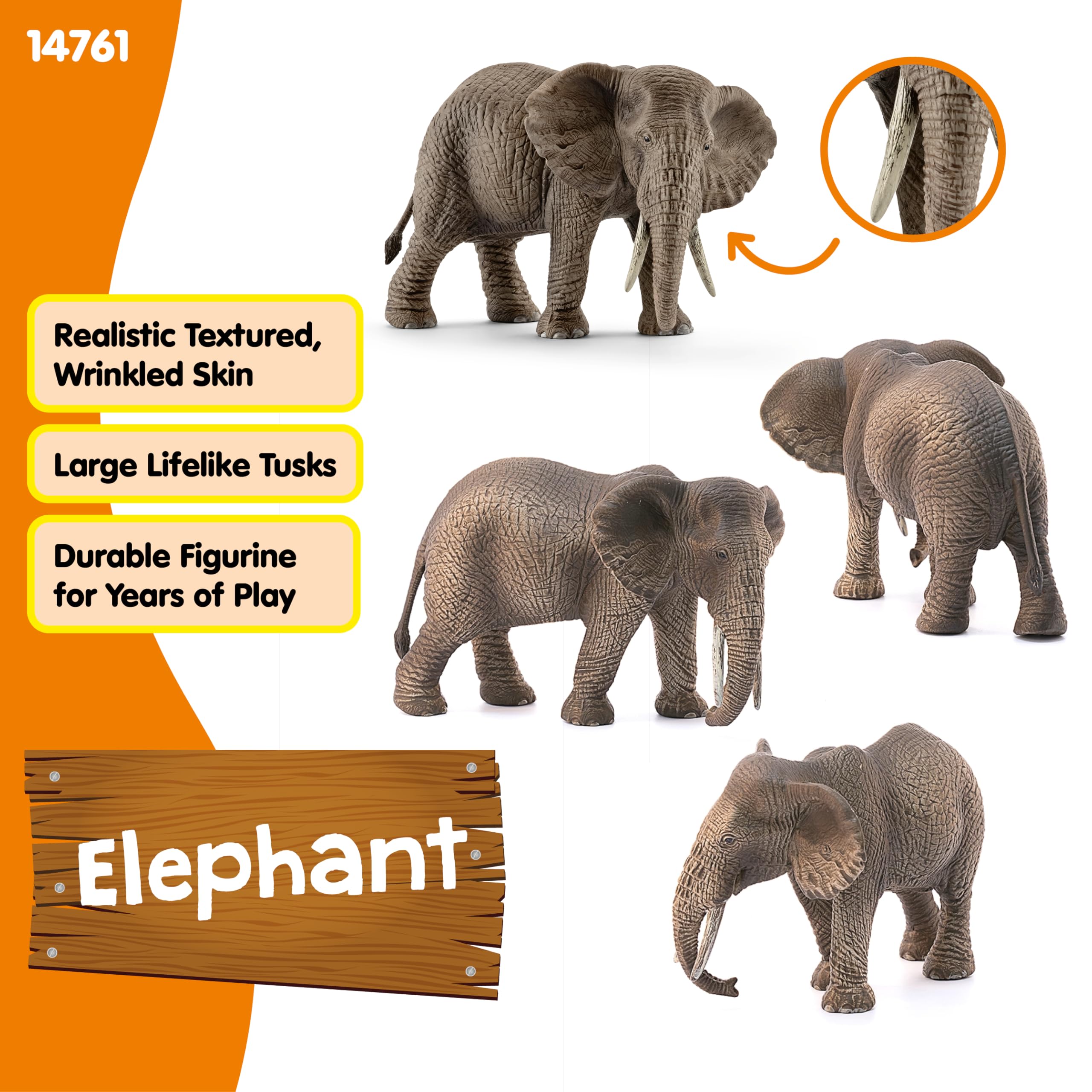 Schleich African Elephant Female Figurine - Realistic Wild Life Toy | Ages 3+ | 5.7 inch
