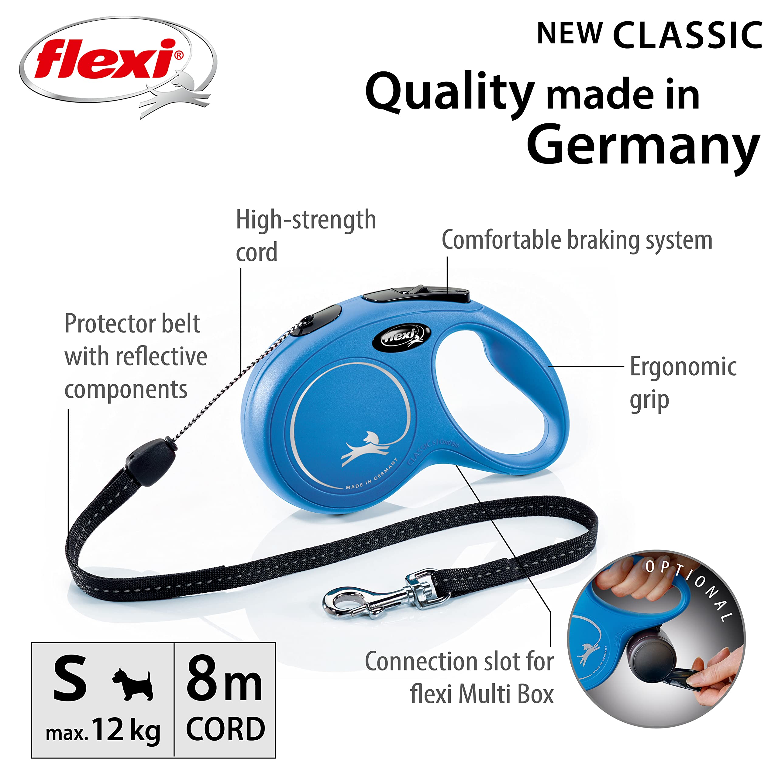 flexi New Classic Cord Retractable Lead - Small Dog | 8m Length | 12kg Max Weight 2
