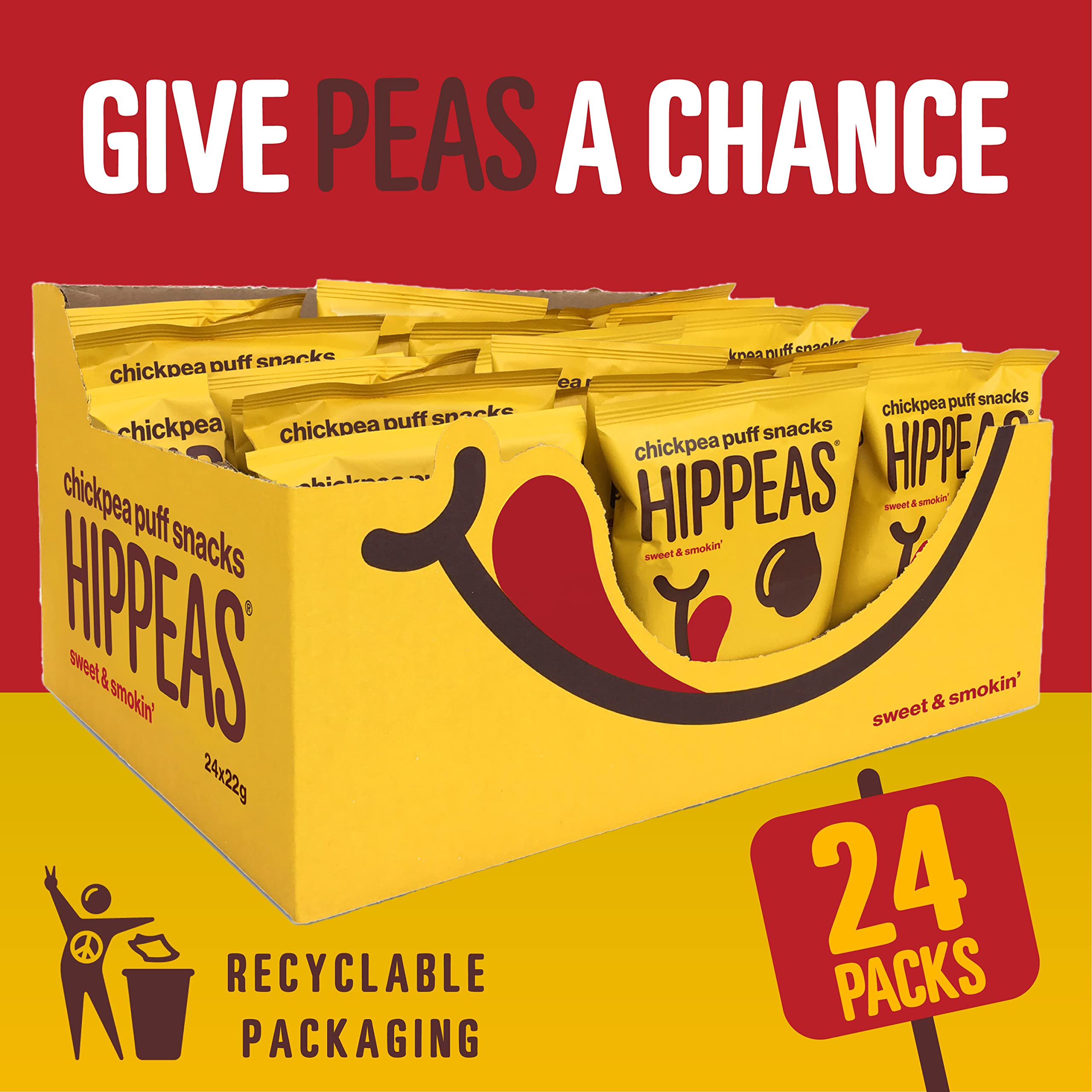 Hippeas Smoky Paprika Chickpea Puff Vegan Multipack Crisps | 24 x 22g Snack 6
