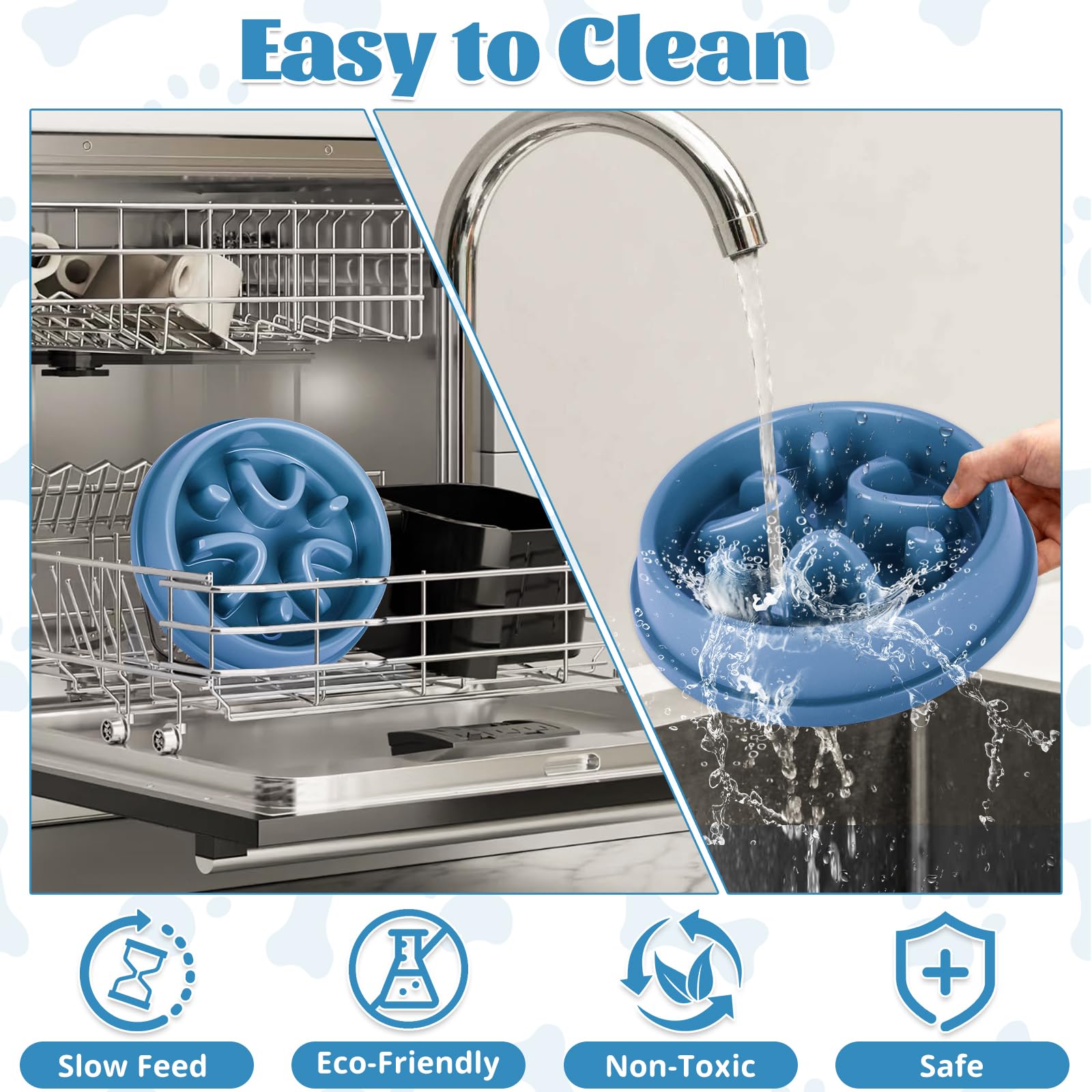 elzle Slow Feeder Dog Bowl - Anti Choke, Anti-Slip, Blue 7