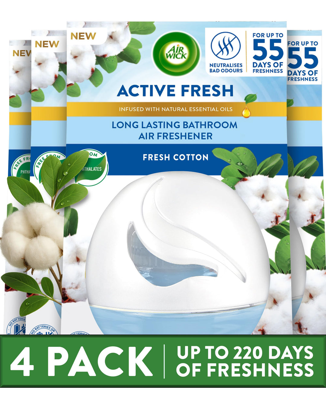 Air Wick - Gel Freshener Fresh Cotton Scent, Pack of 4