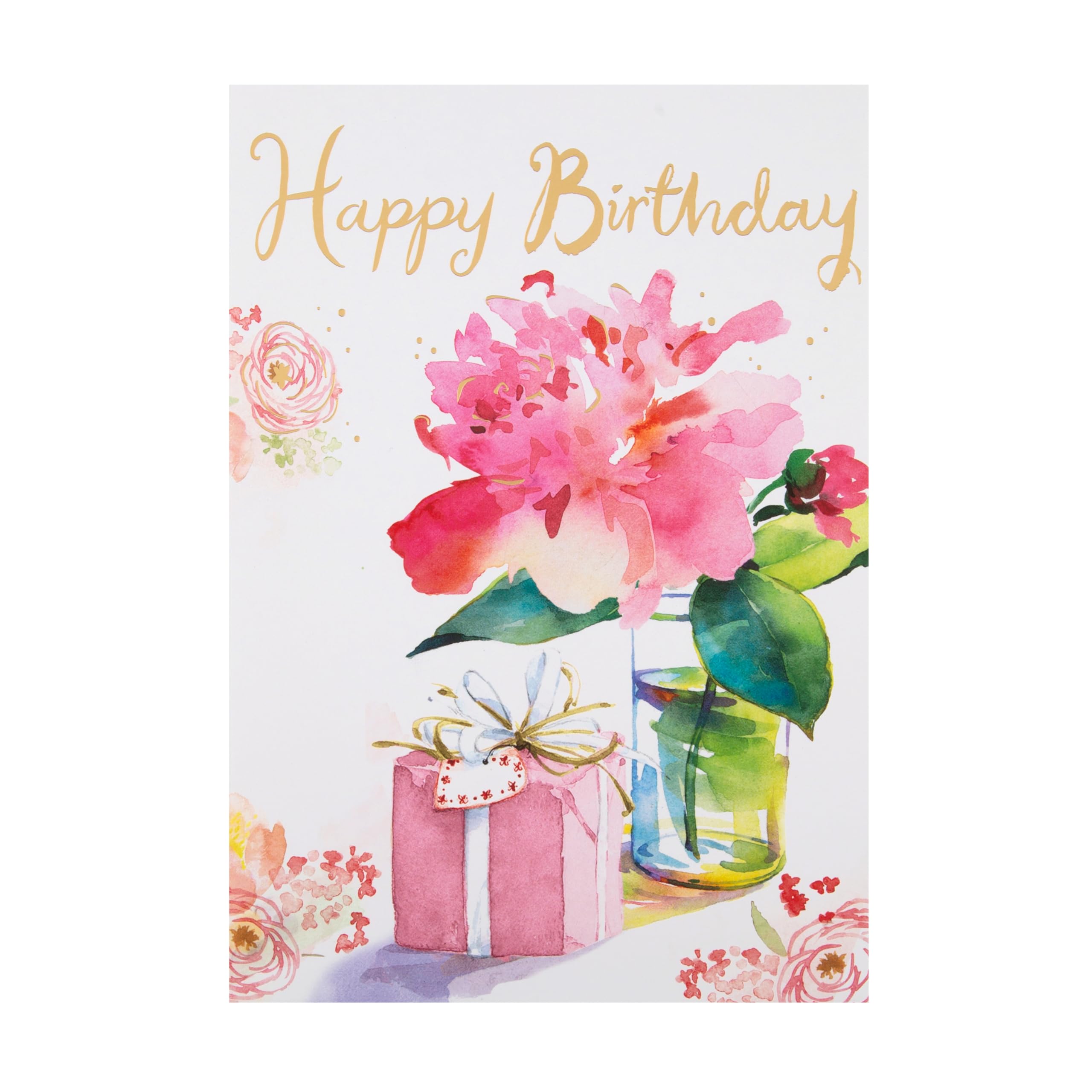 Hallmark Birthday Card - Classic Watercolour Floral Design for Women | Gold Foil Details | 22.8cm x 15.9cm 4
