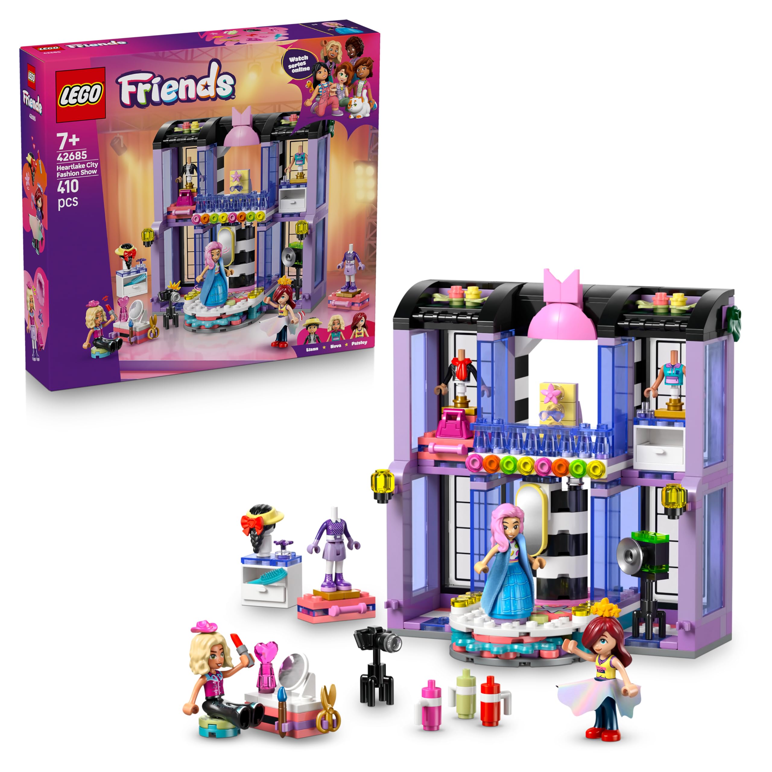 LEGO Friends Heartlake City Fashion Show Building Set - 3 Mini Dolls, Catwalk, Vanity Table | Ages 7+ 1