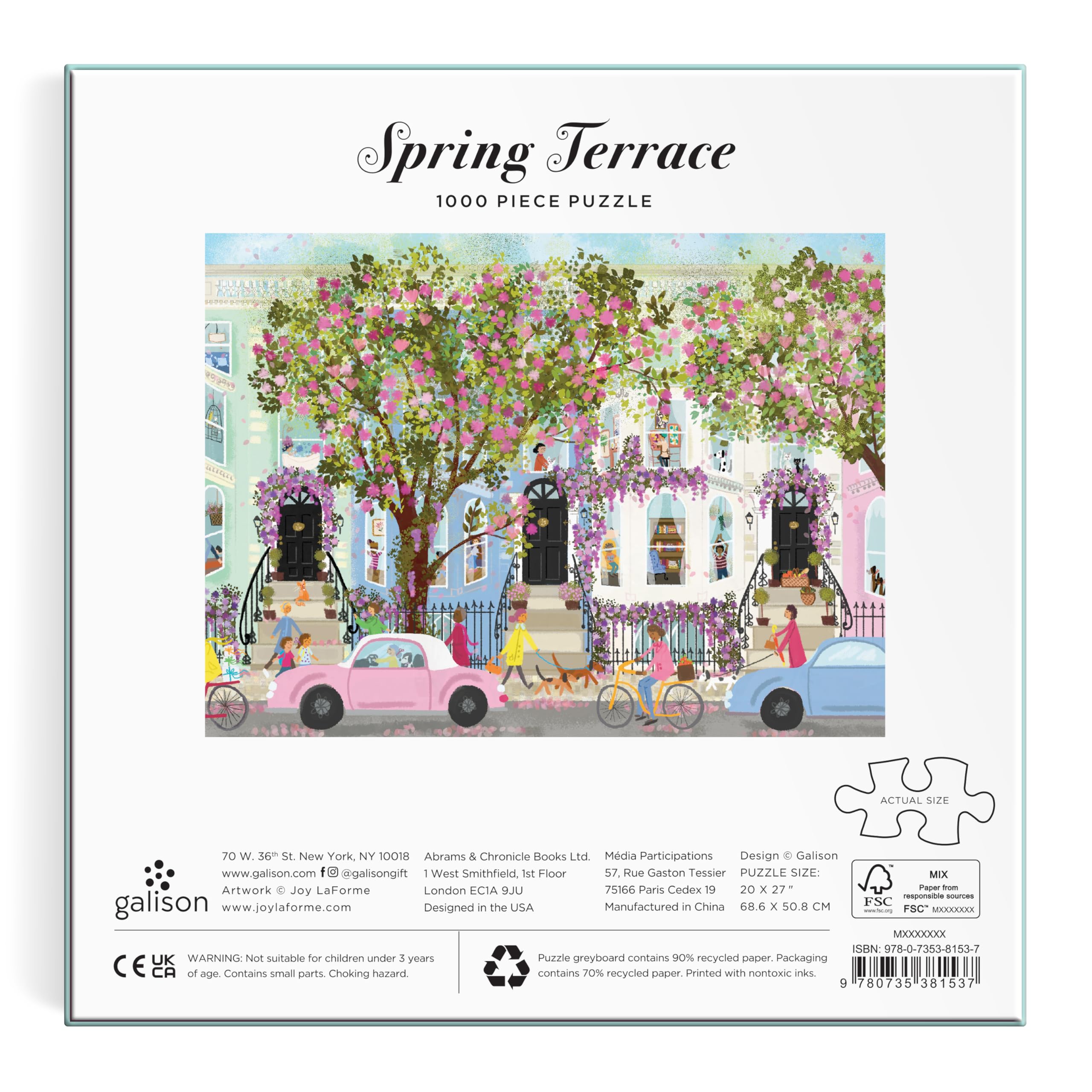 Galison Springtime Terrace Puzzle - Joy Laforme Art | 1000 Pieces | 20 x 20 Inches 3