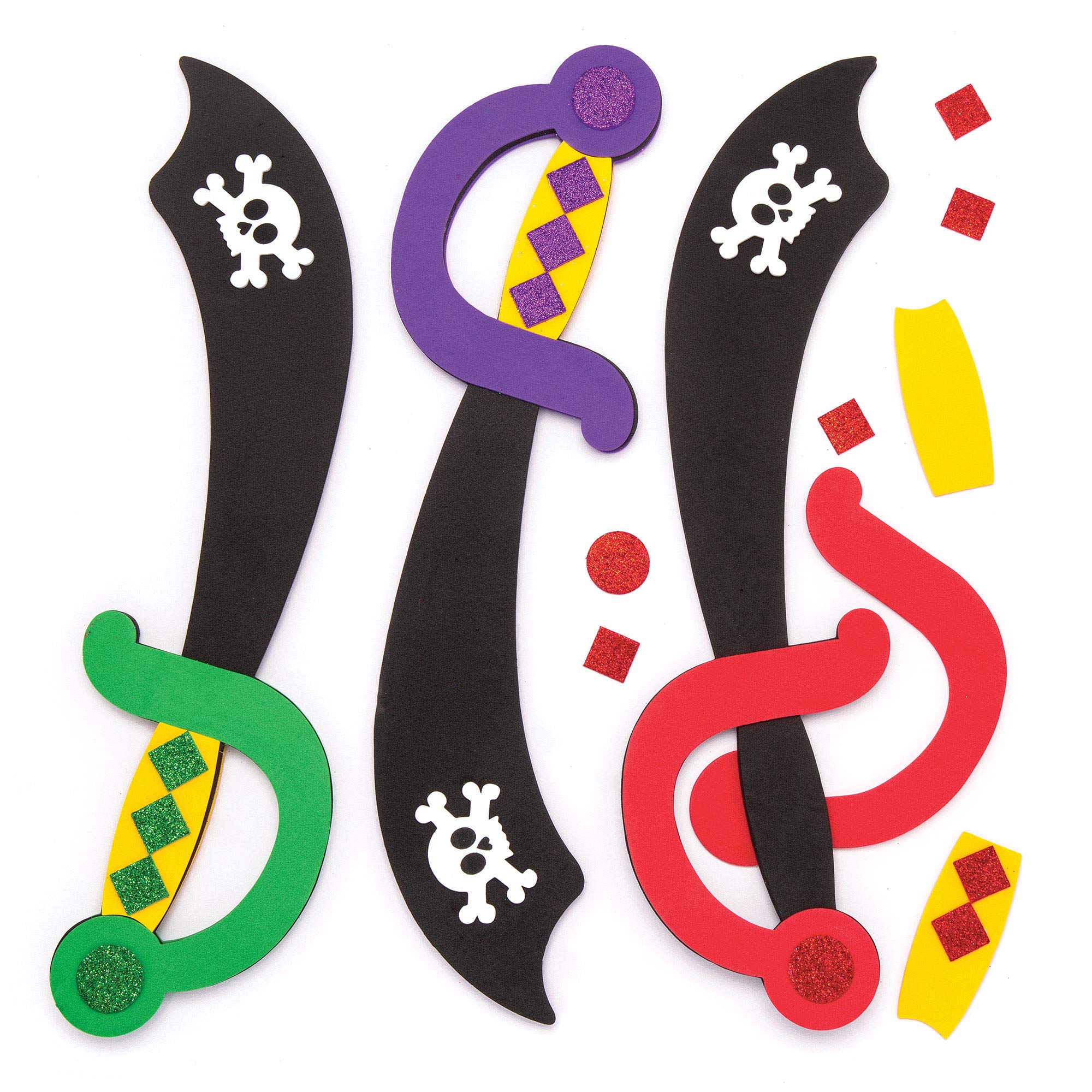 Baker Ross Pirate Sword Kits - Make Your Own Foam Swords | Pack of 4 | Ages 3+ 1