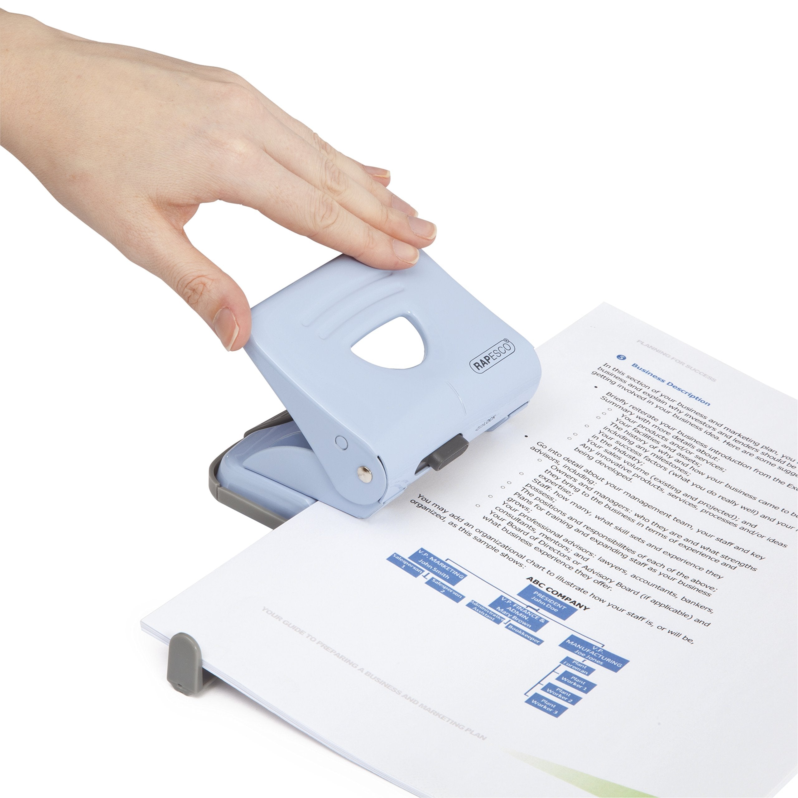 RAPESCO 1359 2-Hole Metal Punch - 25 Sheet Capacity | Powder Blue | 80mm Distance 2