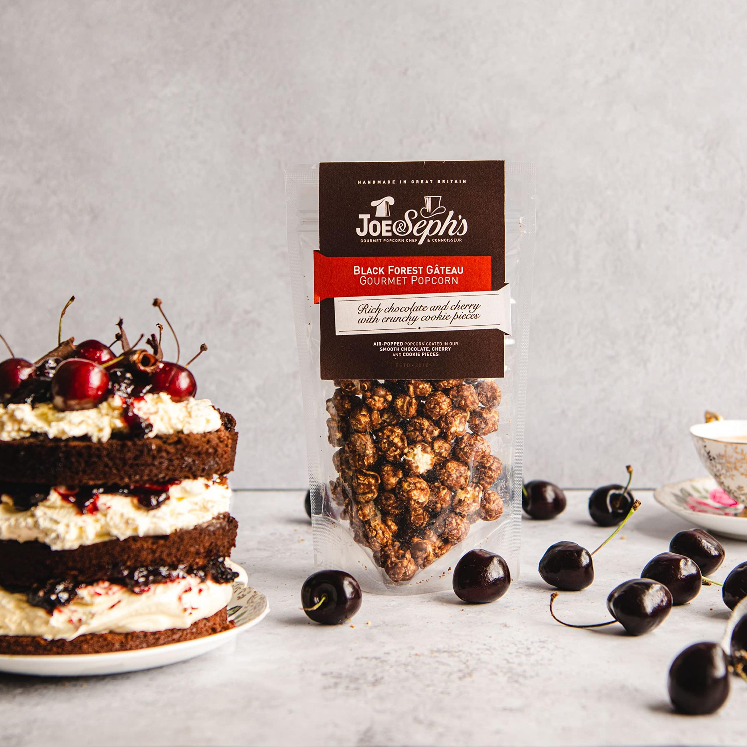 Joe & Seph's Black Forest Gâteau Gourmet Popcorn, 70g - Handmade Air-Popped Snack with Belgian Chocolate & Cherry 5