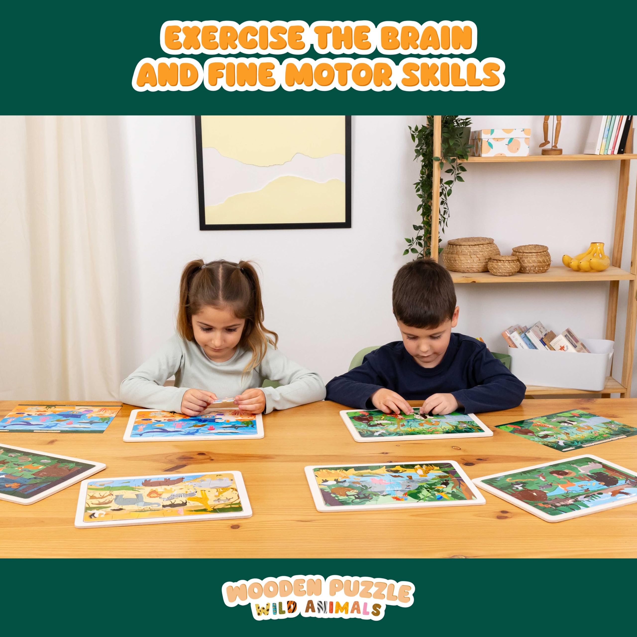 BONNYCO 6 Set Wooden Puzzles - 24 Pieces Each, Animals from Around the World | Educational Toy | Ages 2+ 8