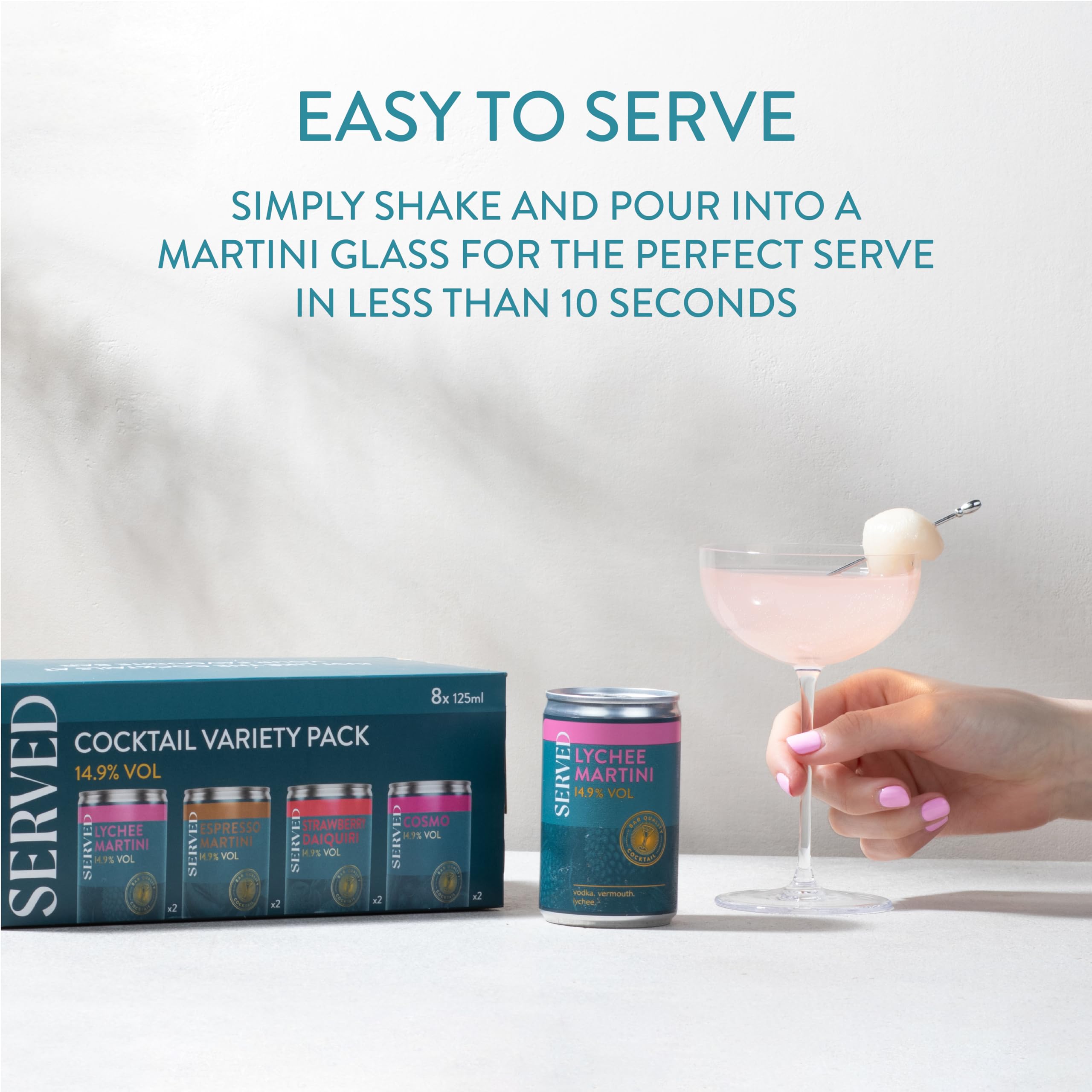 SERVED Cocktail Variety Pack - 14.9% ABV Bar Strength Ready to Drink | 8 Cans 6