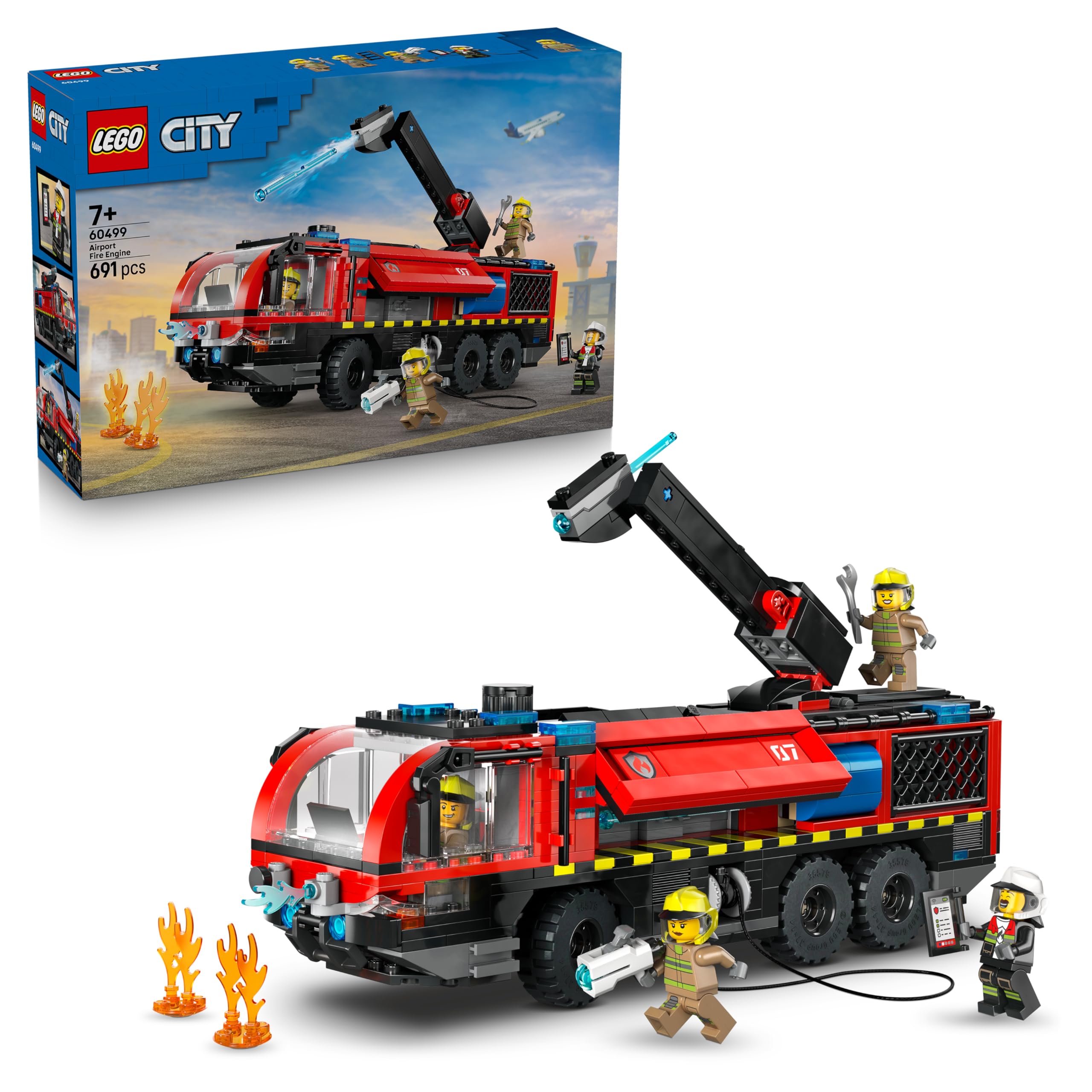 LEGO City Airport Fire Engine Truck Toy 60499 | Ages 7+ | 4 Firefighter Minifigures 1