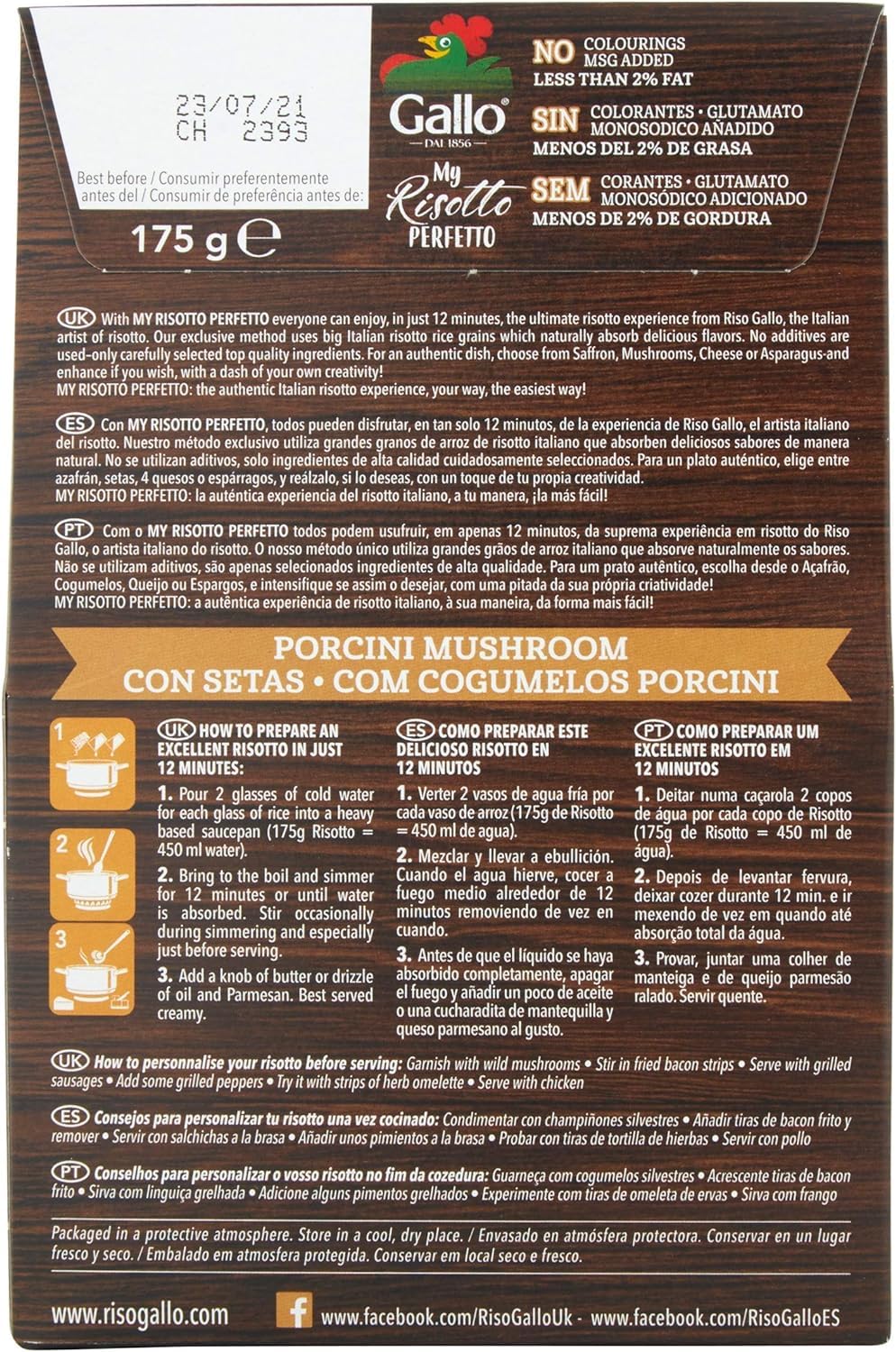 Riso Gallo My Risotto Perfetto Vegan Porcini Mushroom Ready-to-Cook Rice Mix | 175g Pack of 6 4
