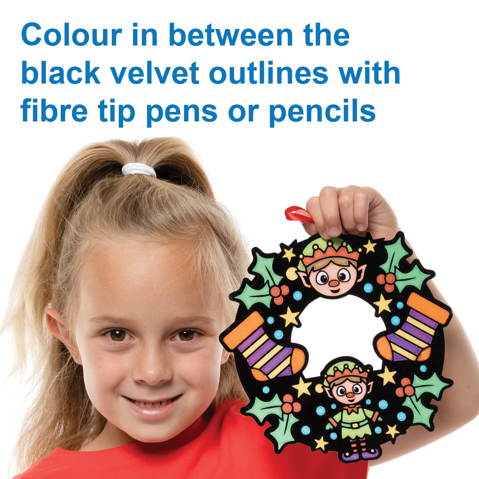 Baker Ross Christmas Colour In Wreaths - Pack of 8 Craft Kit for Kids 6