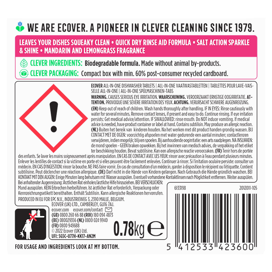 Ecover All-In-One Dishwasher Tablets with Salt & Rinse Aid (788g)
