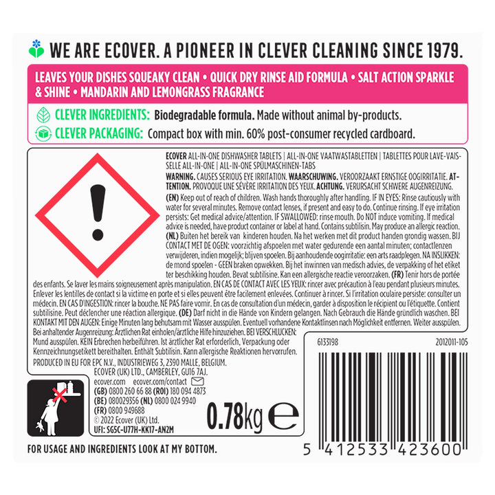 Ecover All-In-One Dishwasher Tablets with Salt & Rinse Aid (788g)