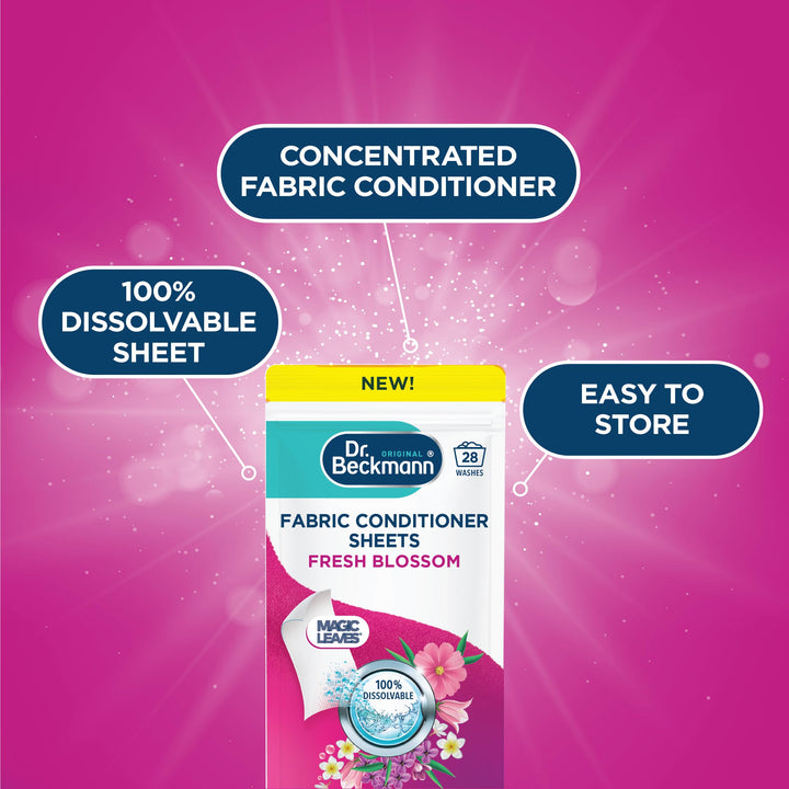 Dr. Beckmann Fabric Conditioner Sheets - Fresh Blossom Scent (75% Less Packaging)