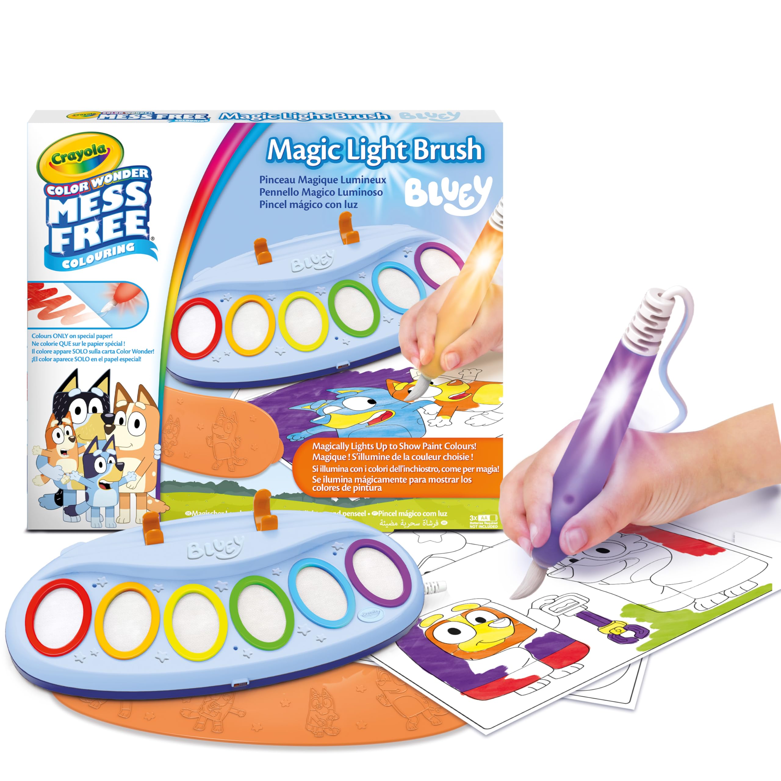 CRAYOLA Bluey Colour Wonder Magic Light Brush Craft Kit - Mess Free Painting for Ages 3+
