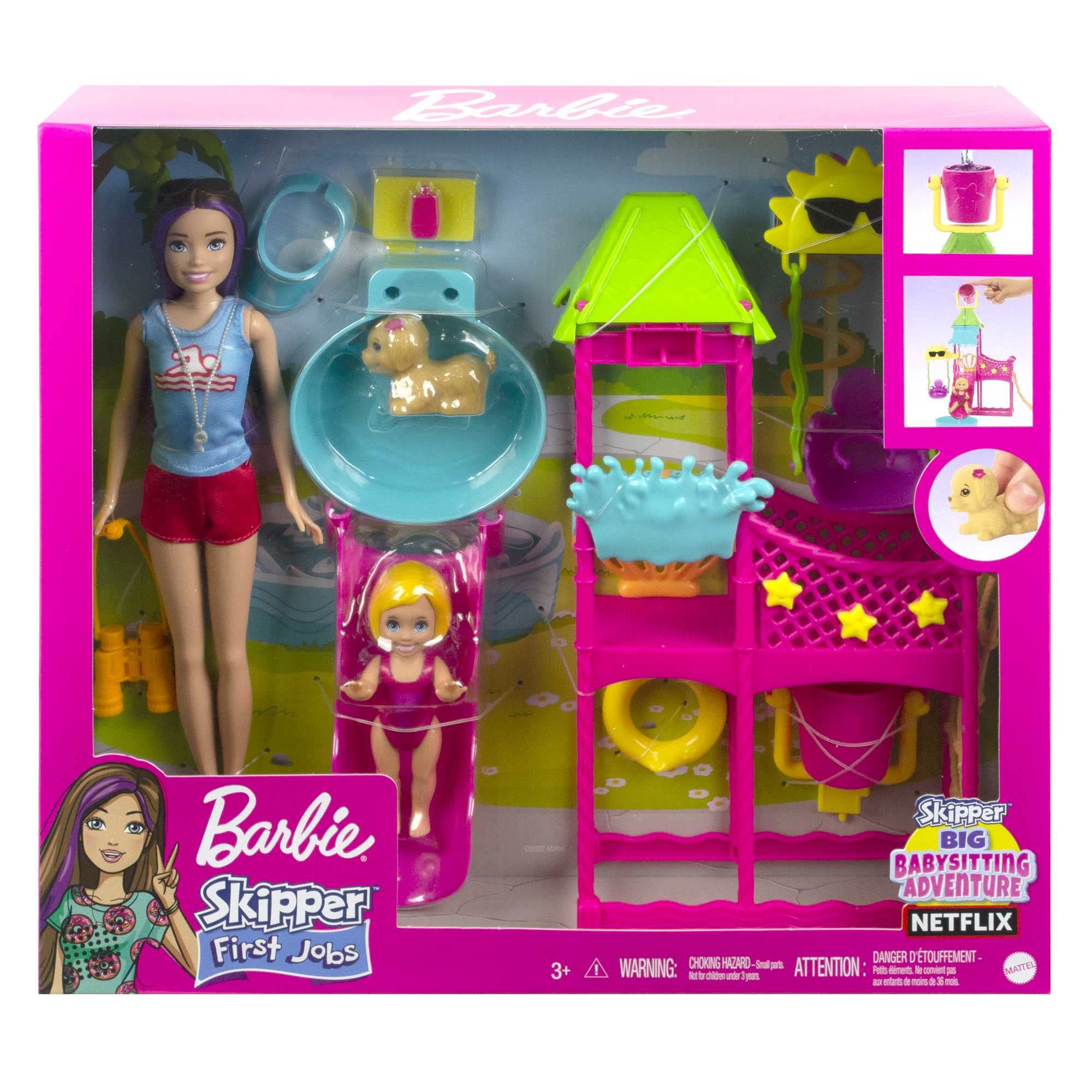 Barbie Skipper Doll and Waterpark Playset with Working Water Slide, Puppy Squirt-Toy, 5+ Accessories | Ages 3+ | HKD80 7