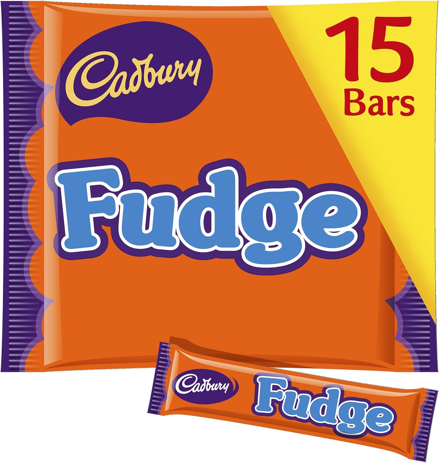 Cadbury Fudge Treatsize Chocolate 15 Riegel Multipack – 202 g einzeln verpackte Milch- und cremige Fudge-Riegel 6