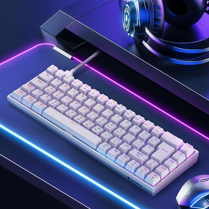 KOORUI 60% Mechanical Gaming Keyboard MKC01, Blue Switch, RGB Backlit, Compact 69-Key Layout with Detachable Type-C Cable