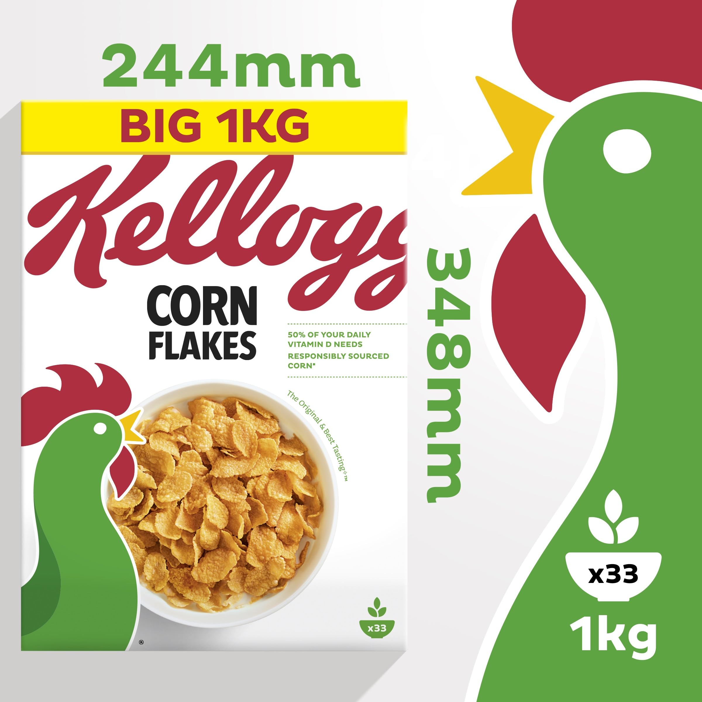 Kellogg's Corn Flakes Breakfast Cereal - Toasted Golden Corn Flakes | 1kg 6