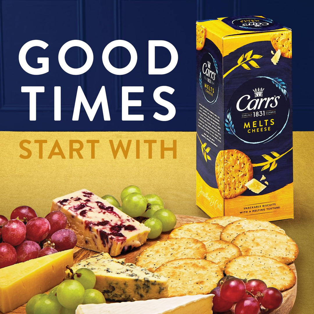 Carr's Melts Cheese Crackers, 150 g - Savoury Multigrain Snack with Salted Cheese Flavor