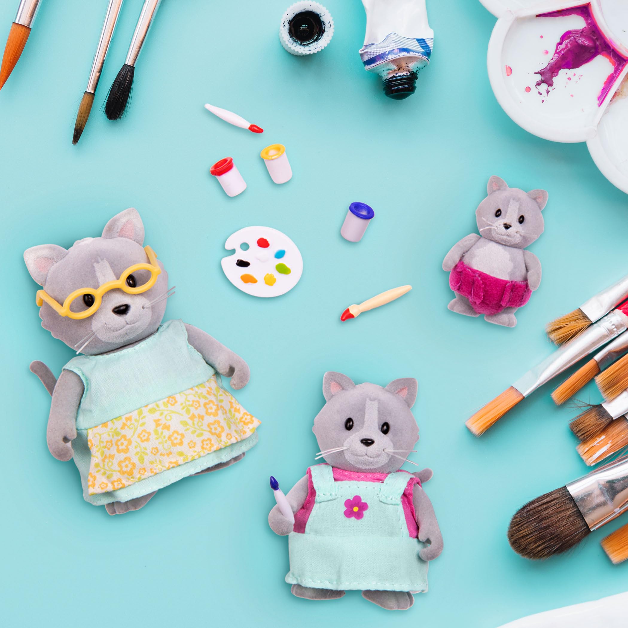 Li'l Woodzeez – The Daintypaw Cats – Collectible Toy Cat Figurines – 7-Piece Playset for Kids 3