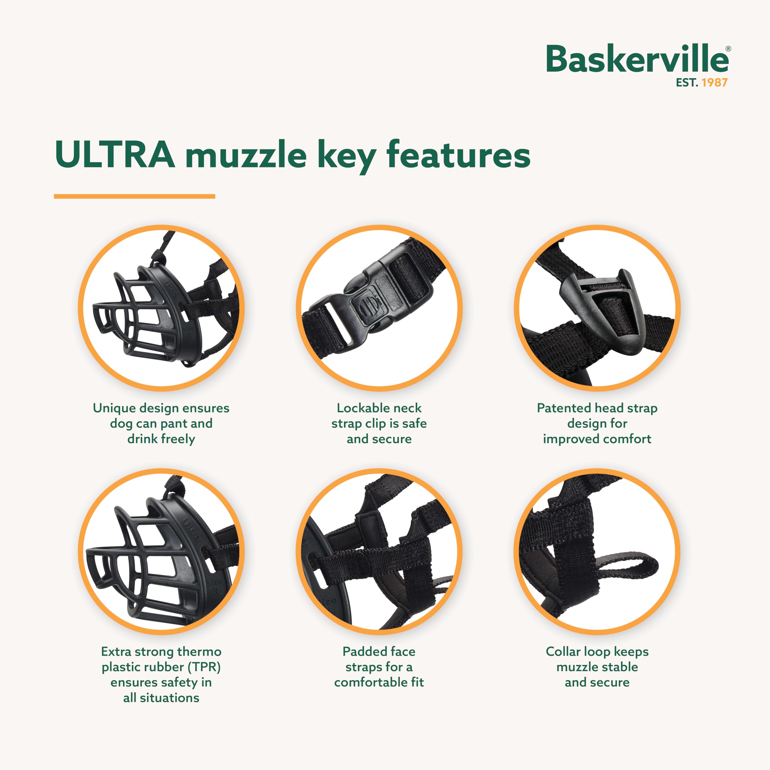 Baskerville ULTRA Muzzle - Patented Humane Design, Breathable, Size 3, Black