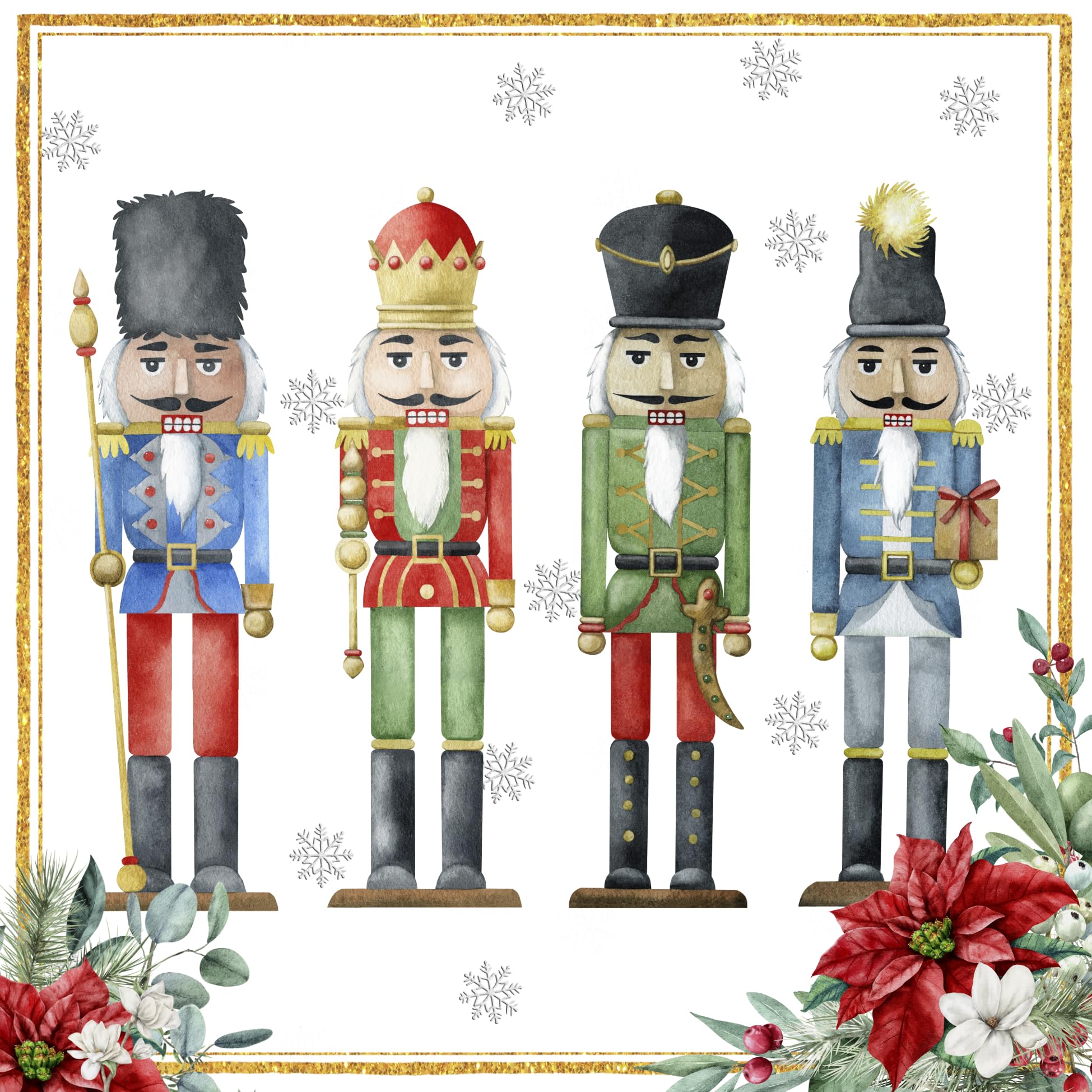 Ti-Flair Christmas Quartet of Nutcrackers 3-Ply Lunch Napkins 33cm 1