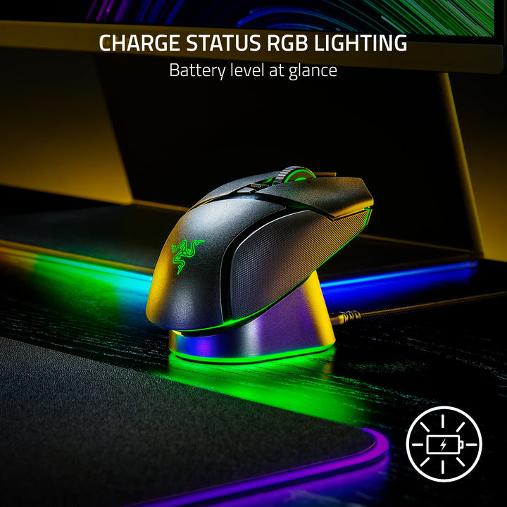Razer Mouse Dock Pro & Charging Puck - Magnetic Wireless Charging Dock with 8K Hz Transceiver & RGB Lighting