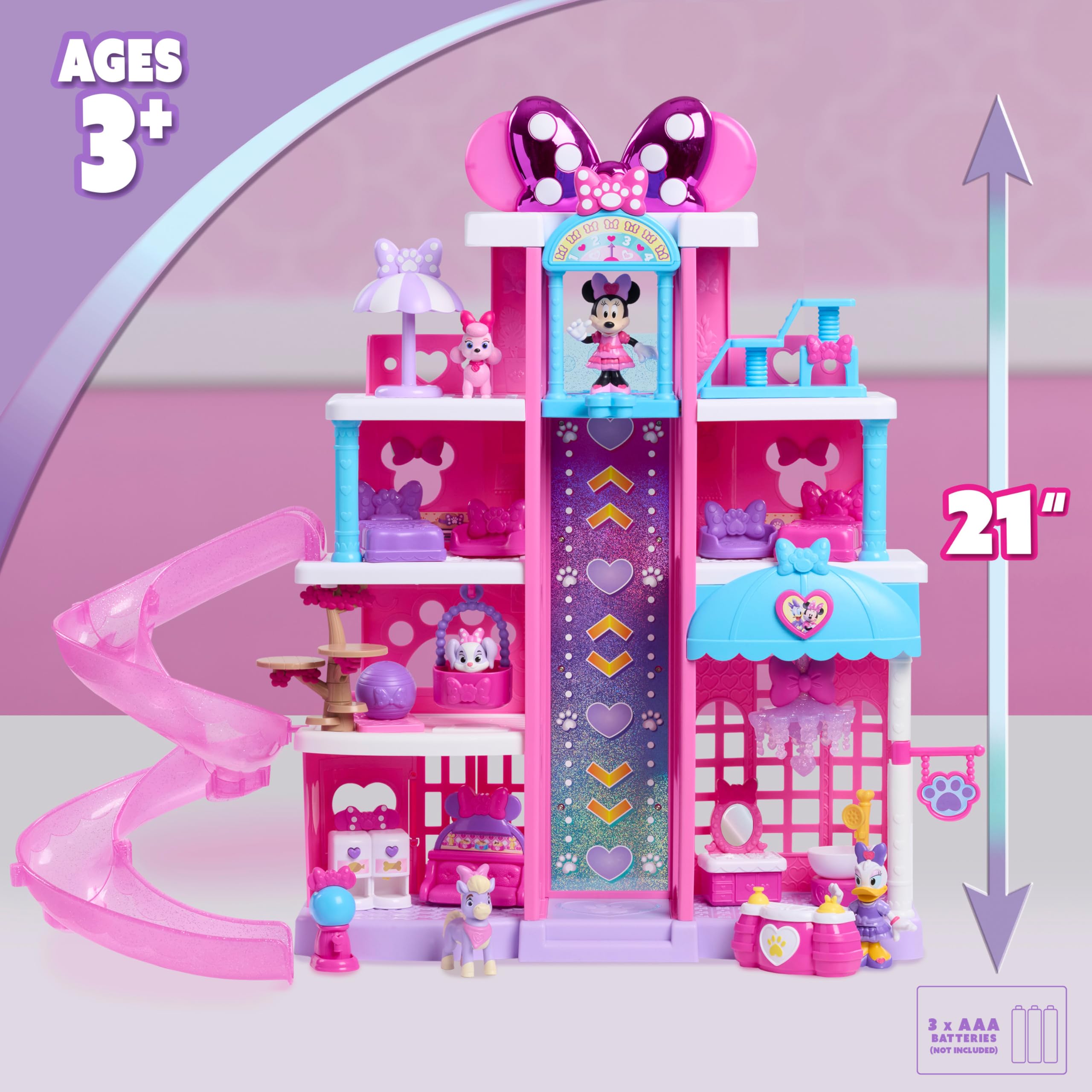 Just Play Disney Jr. Minnie Mouse Pet Hotel Playset - 20.8 Inch, 23 Pieces, Ages 3-8 8