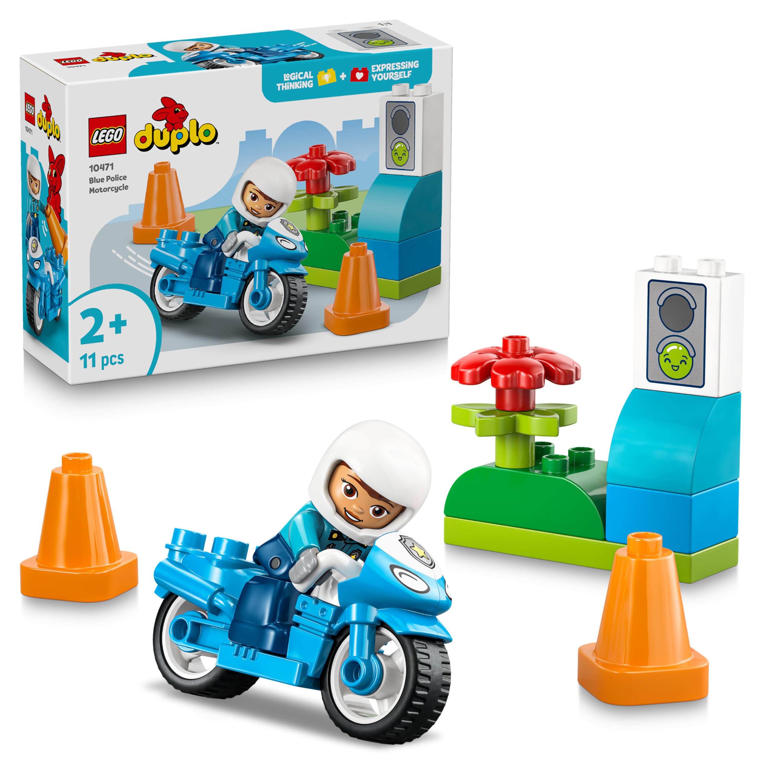 LEGO DUPLO 10471 Blue Police Motorcycle Building Set for Toddlers 2+ | Motor Skills & Traffic Learning 1