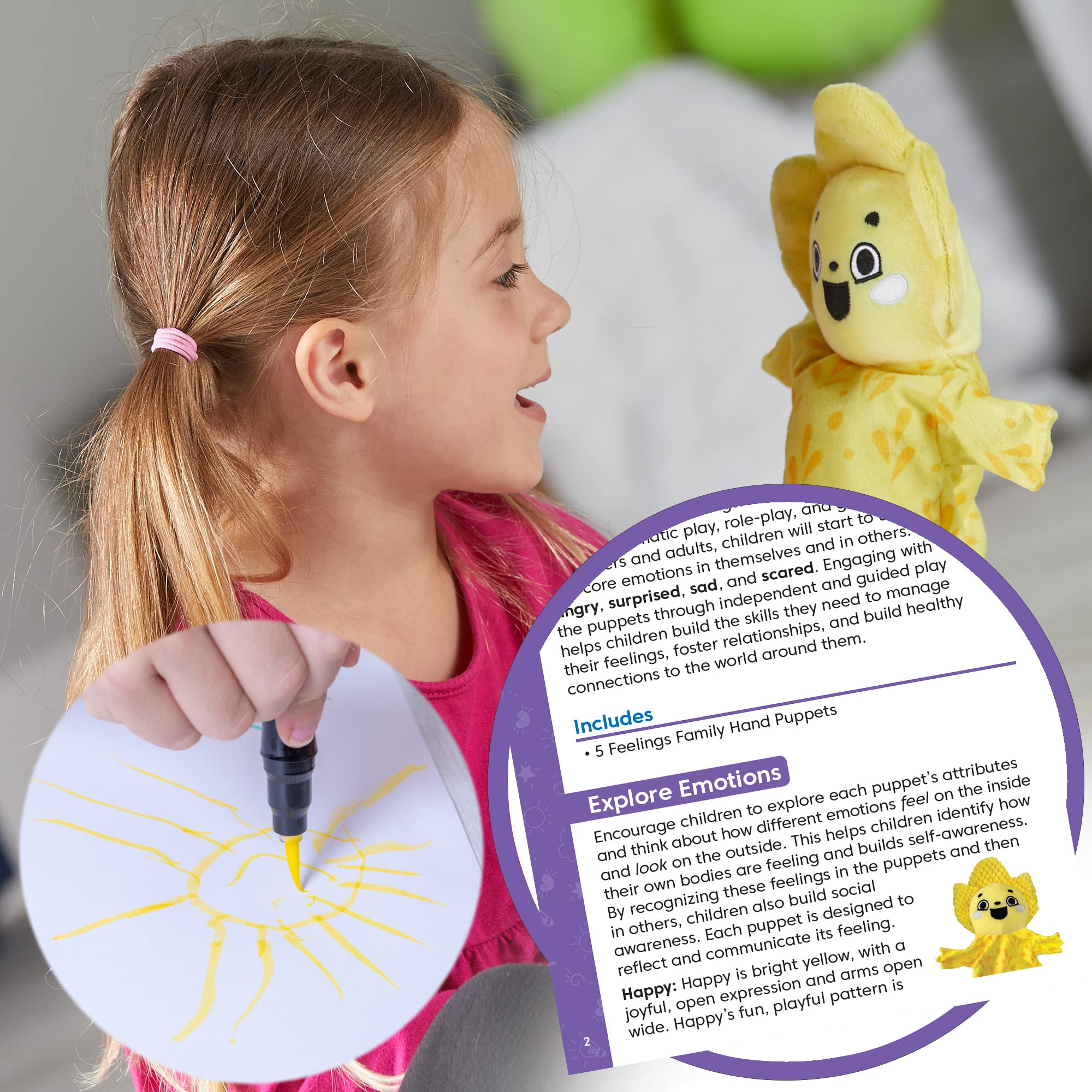 hand2mind Feelings Family Hand Puppets Set - Social Emotional Learning | 5 Pieces | Fabric 8