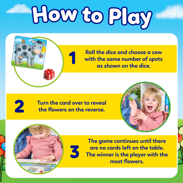 Orchard Toys Spotty Cows Mini Game – Number Matching Dice Game for Kids