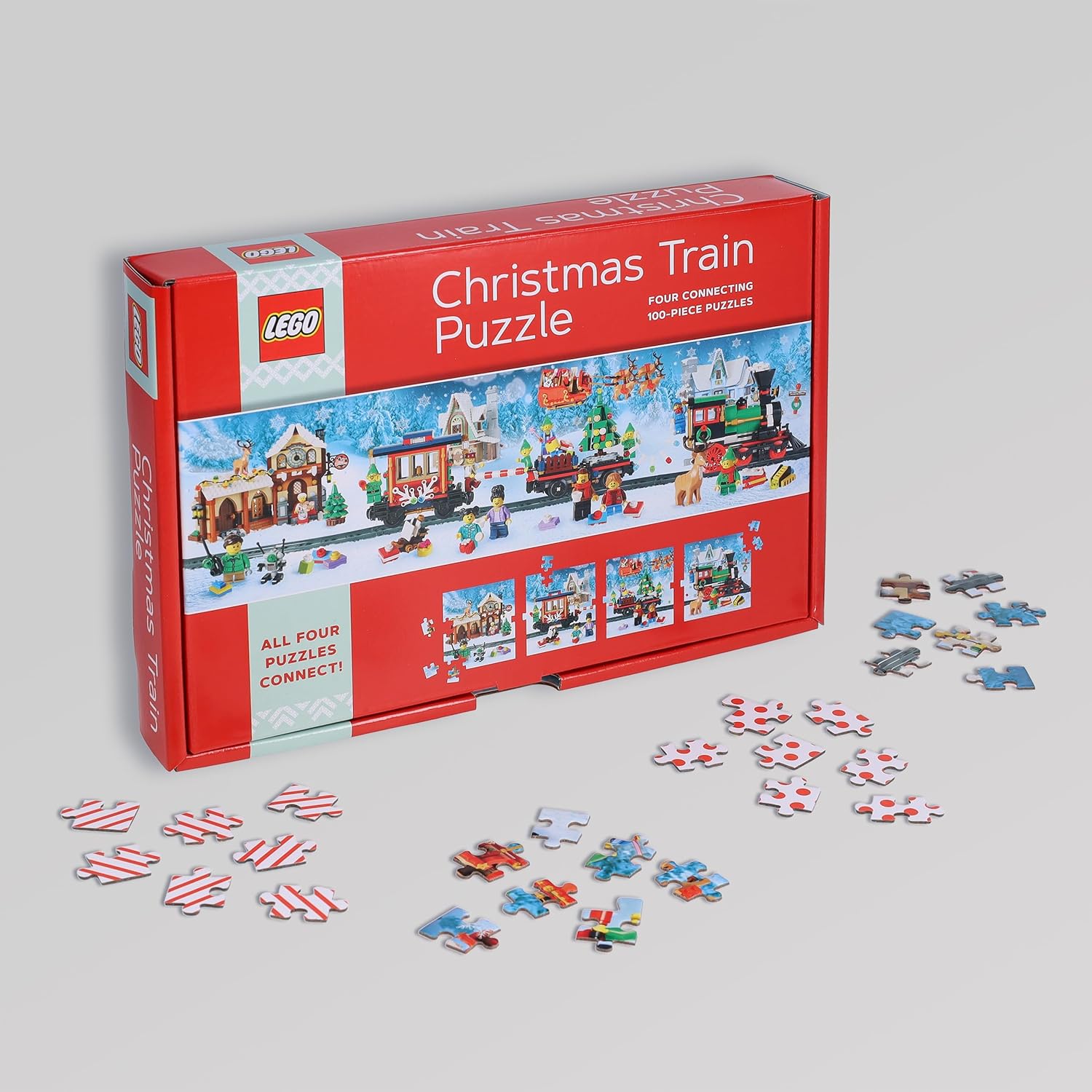 LEGO Christmas Train Puzzle - Four 100-Piece Building Sets for Ages 7+ 7