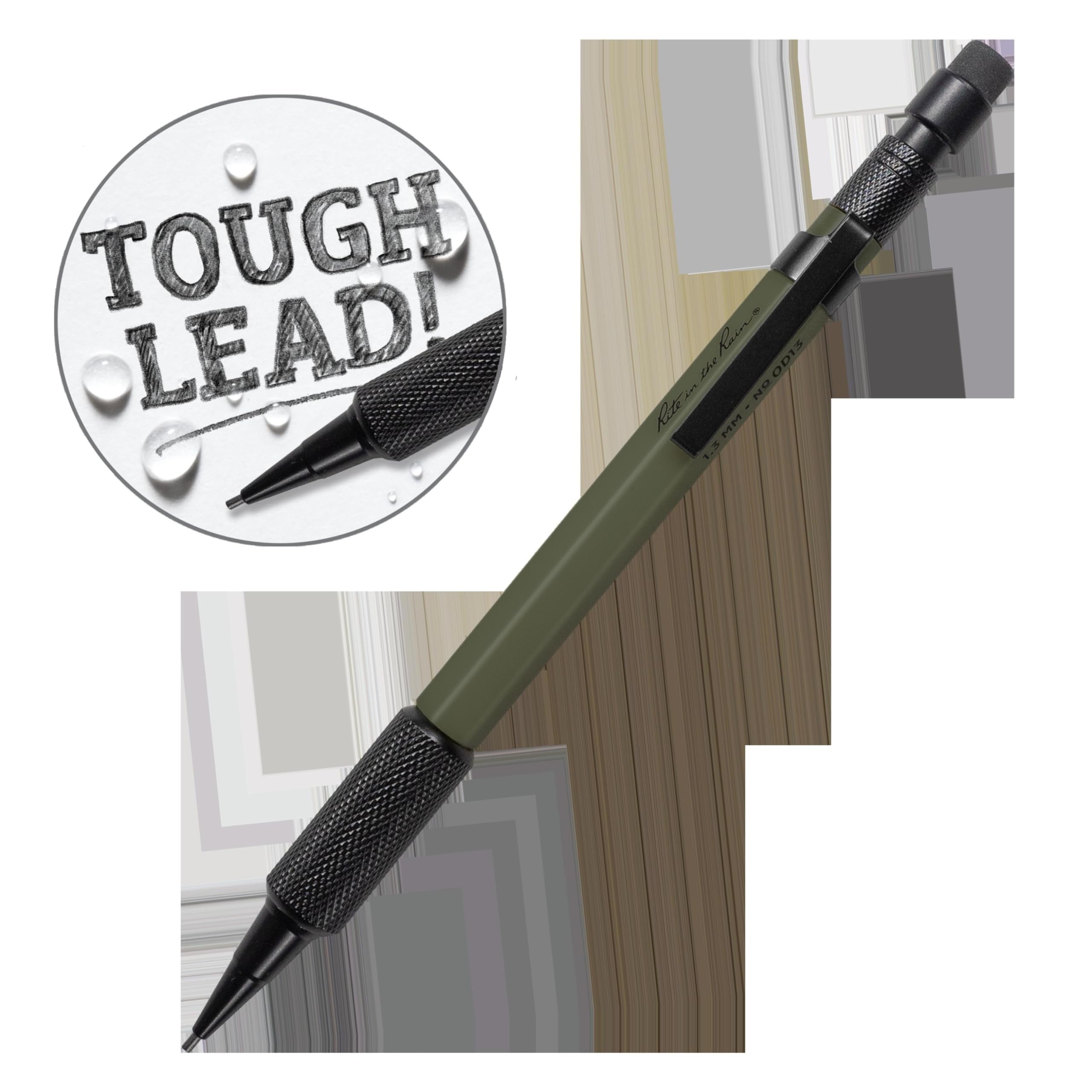Rite in the Rain Weatherproof Mechanical Pencil - 1.3mm Lead | Green Barrel | Ambidextrous 3