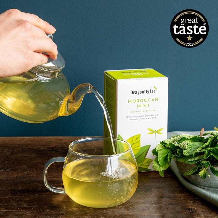 Dragonfly Tea - Moroccan Mint Organic Green Tea, 80 Teabags (4 Packs of 20)