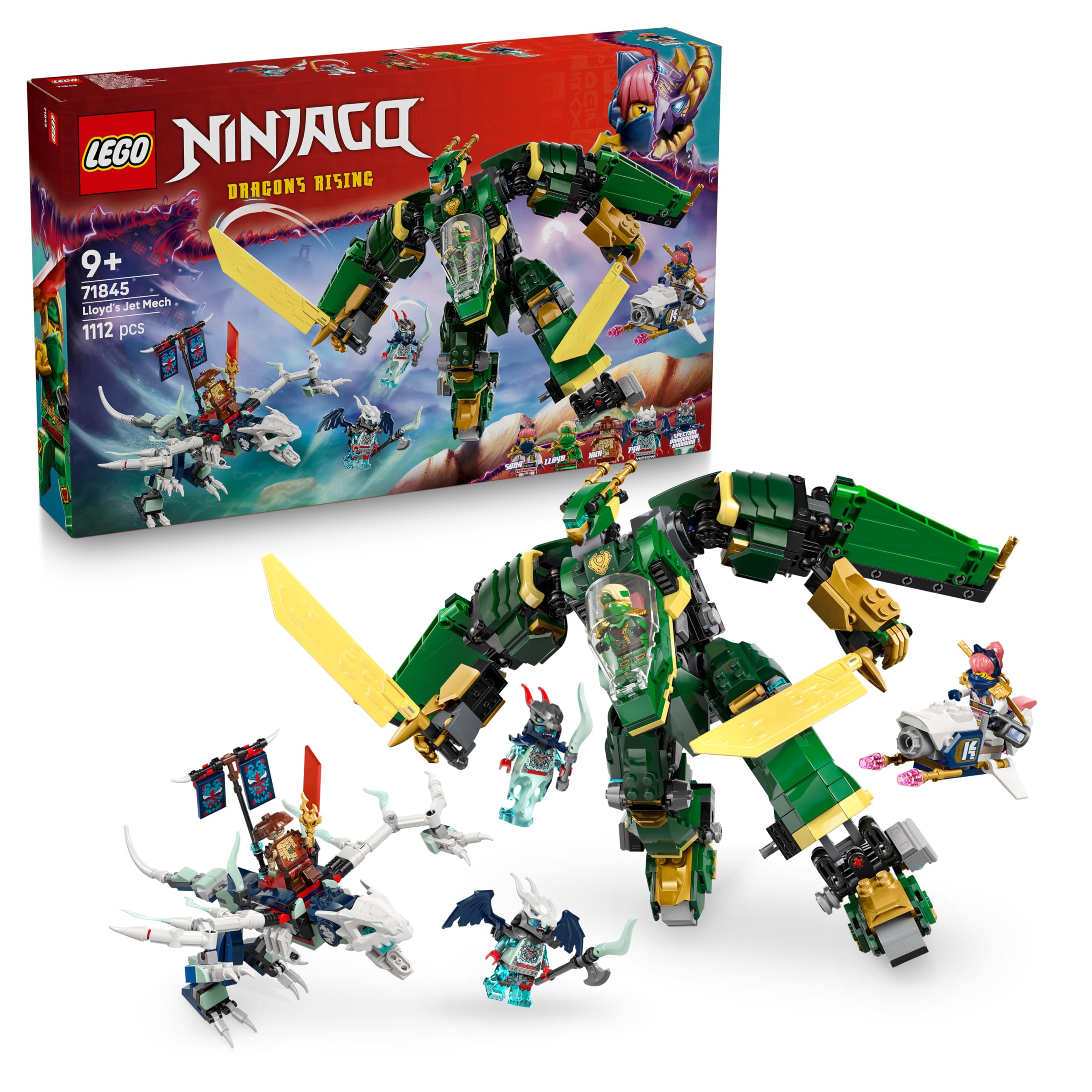 LEGO NINJAGO Lloyd’s Jet Mech 71845 - Transforming Mech/Jet, Dragon, Bike | Ages 9+