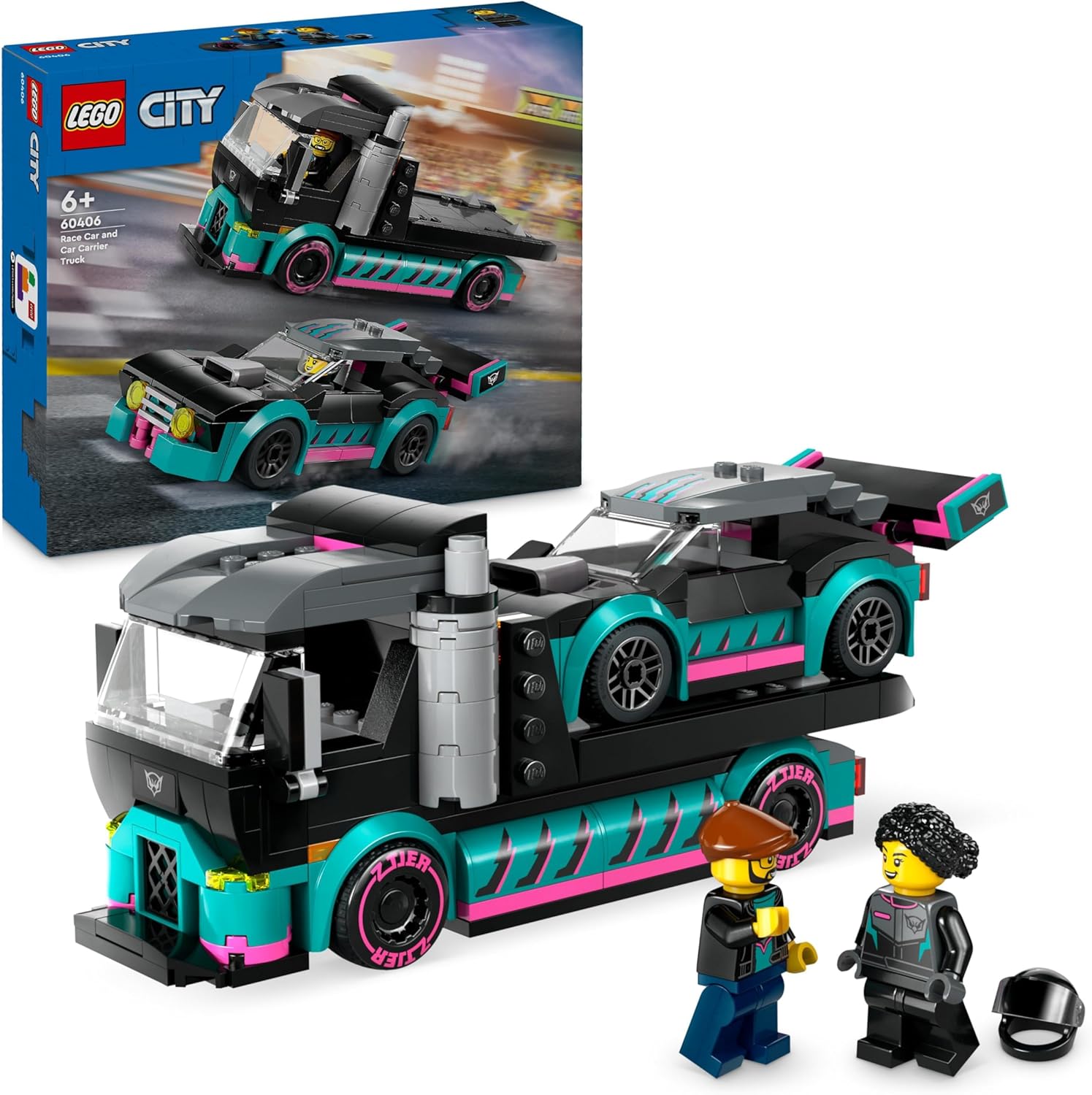 LEGO City Race Car and Car Carrier Truck Toy - Building Set for Ages 6+ 1